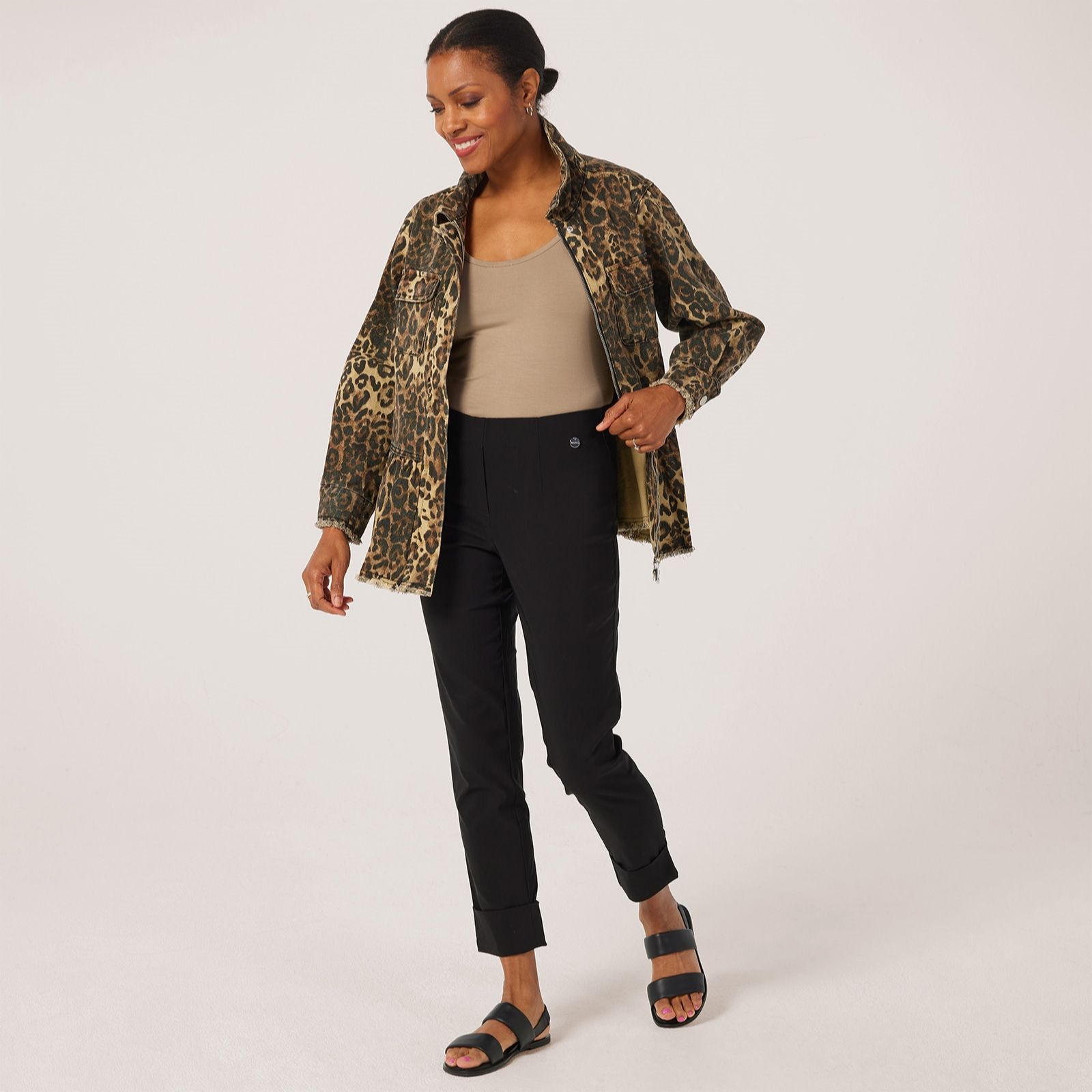 Malissa J Pull On Trousers With Cuff Panel Detail
