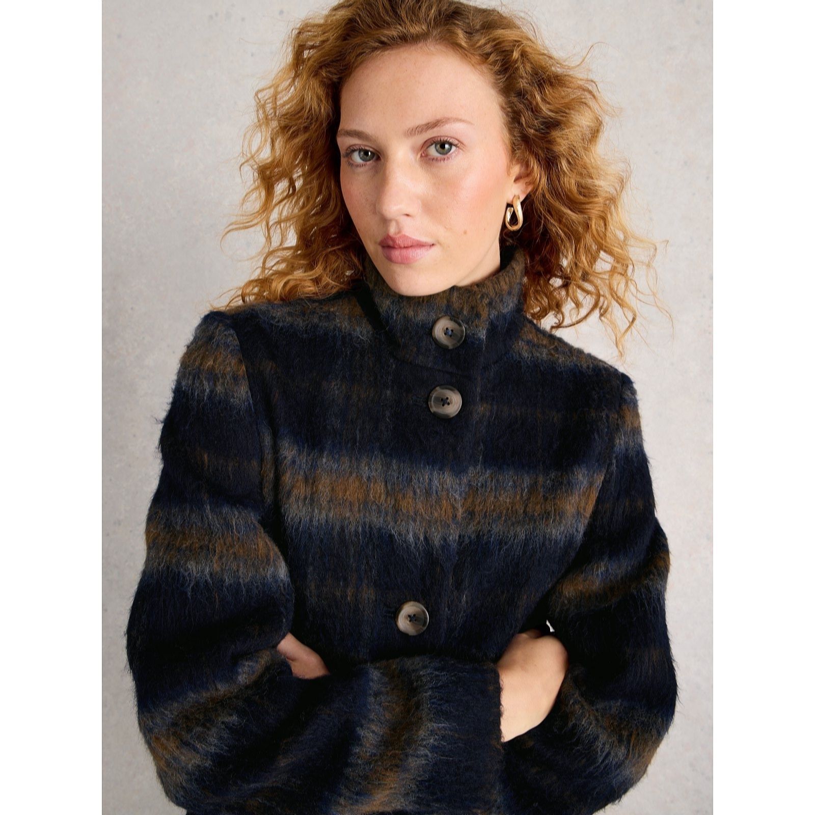 White Stuff Karla Check Wool Blend Coat