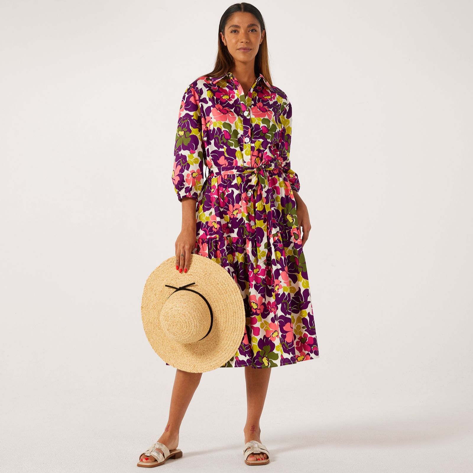 Helene Berman Floral Shirt Dress