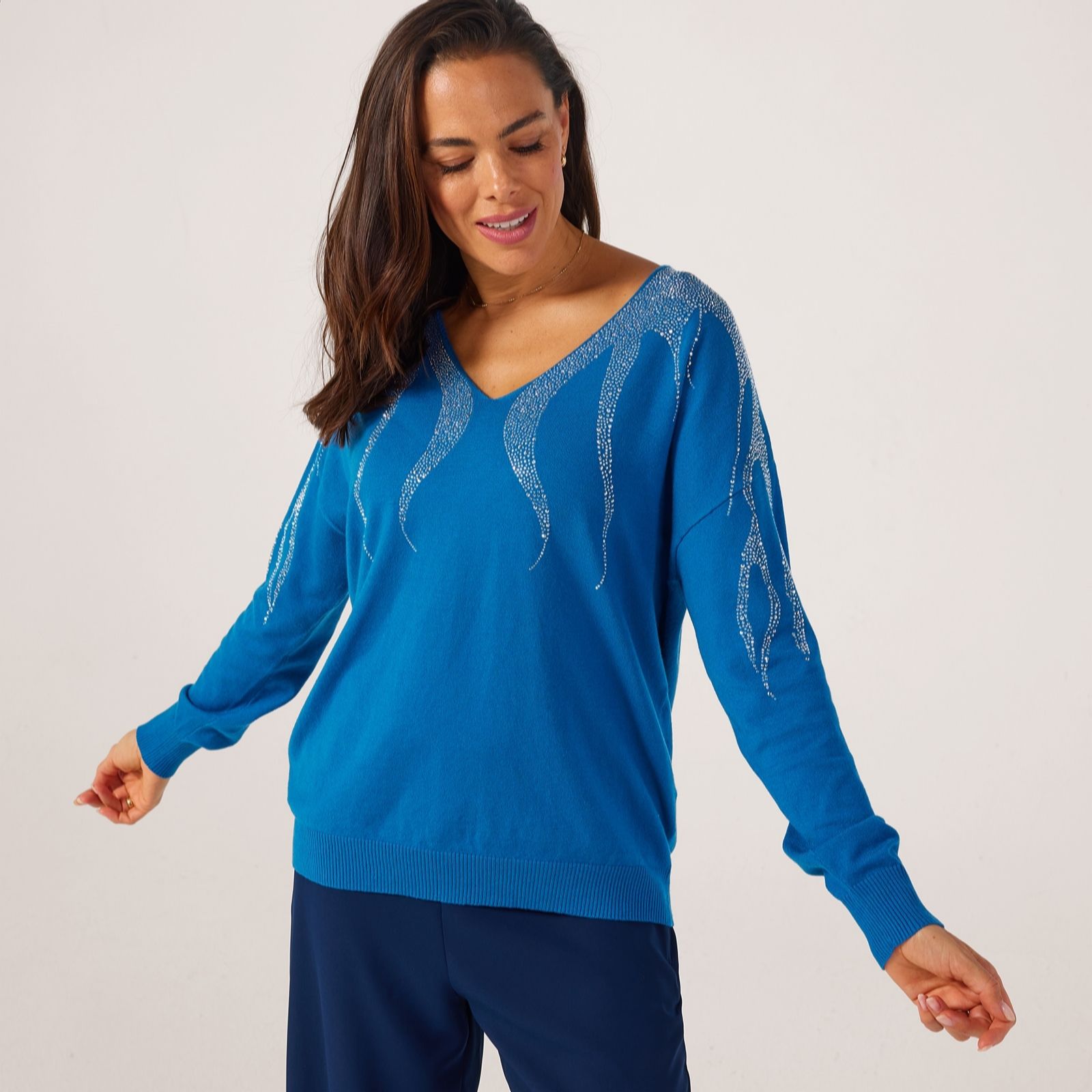 Frank Usher V-Neck Bling Knit Jumper