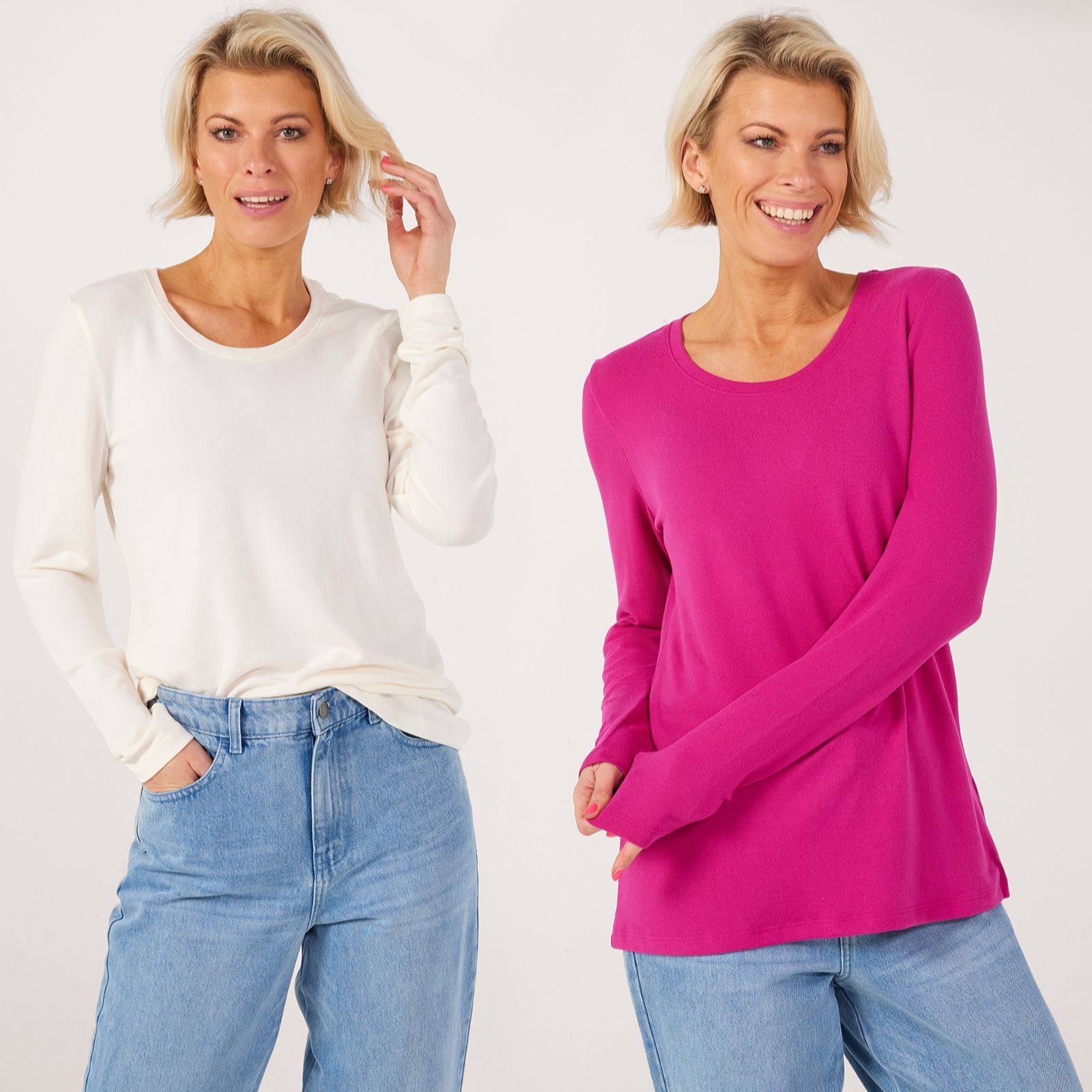 Denim & Co. Essentials 2 Pack Scoop Neck Tops