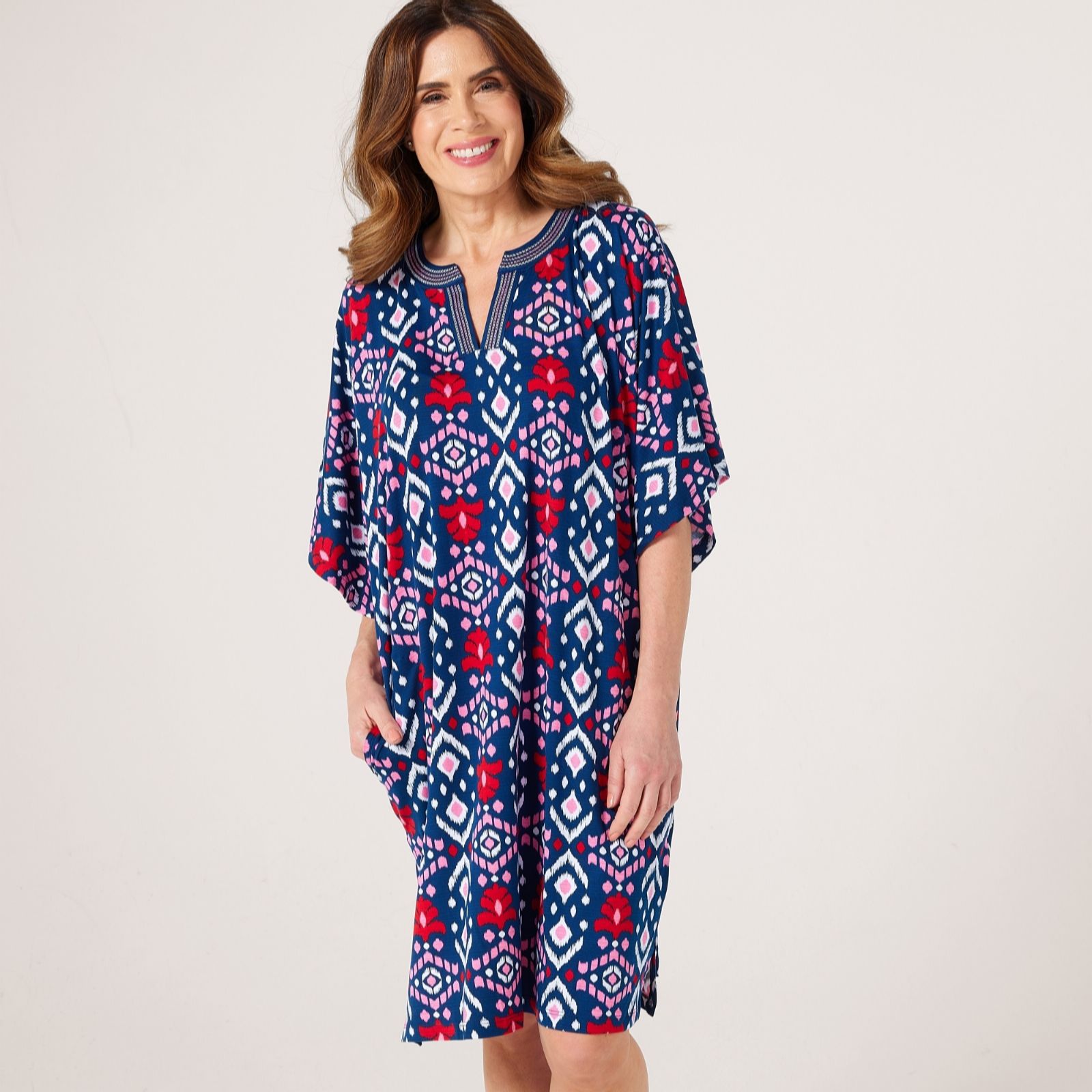 Carole Hochman Kaftan with Stitch Neckline