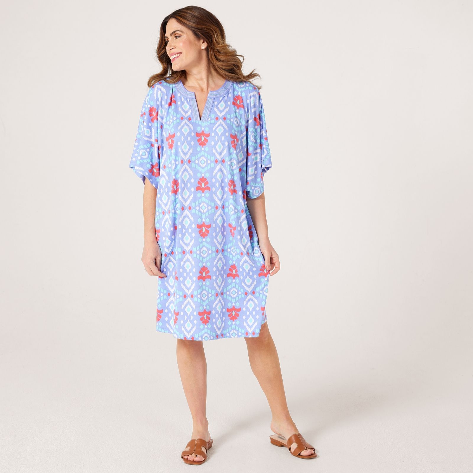 Carole Hochman Kaftan with Stitch Neckline