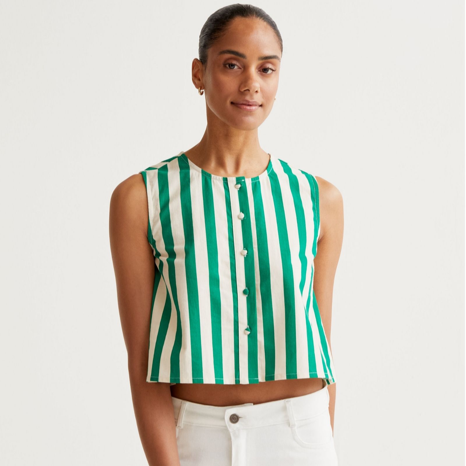 Compania Fantastica Bamboo Green Striped Top