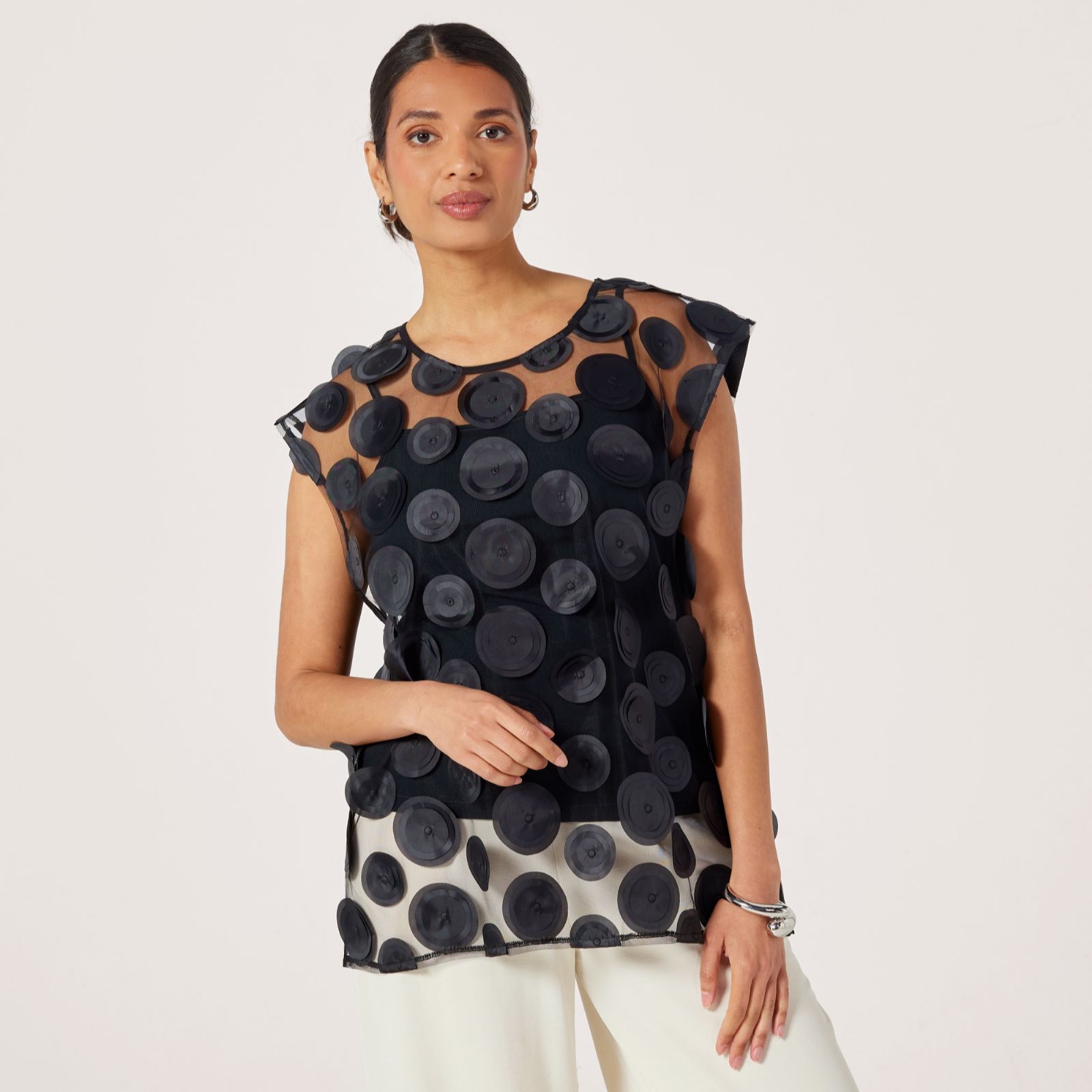 Malissa J Disc Mesh Tabard Top