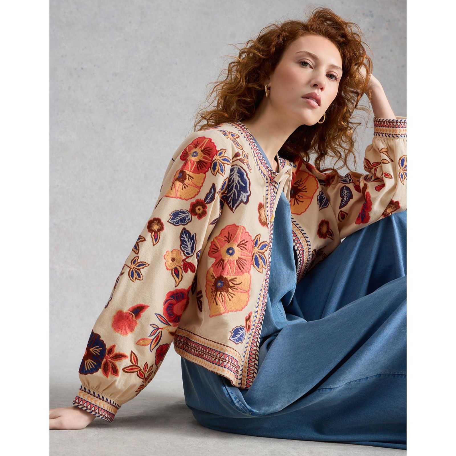 White Stuff Jolie Embroidered Jacket