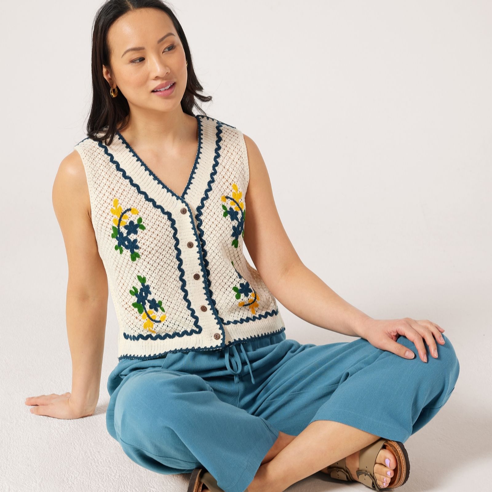 Izabel London Embroidered Vest