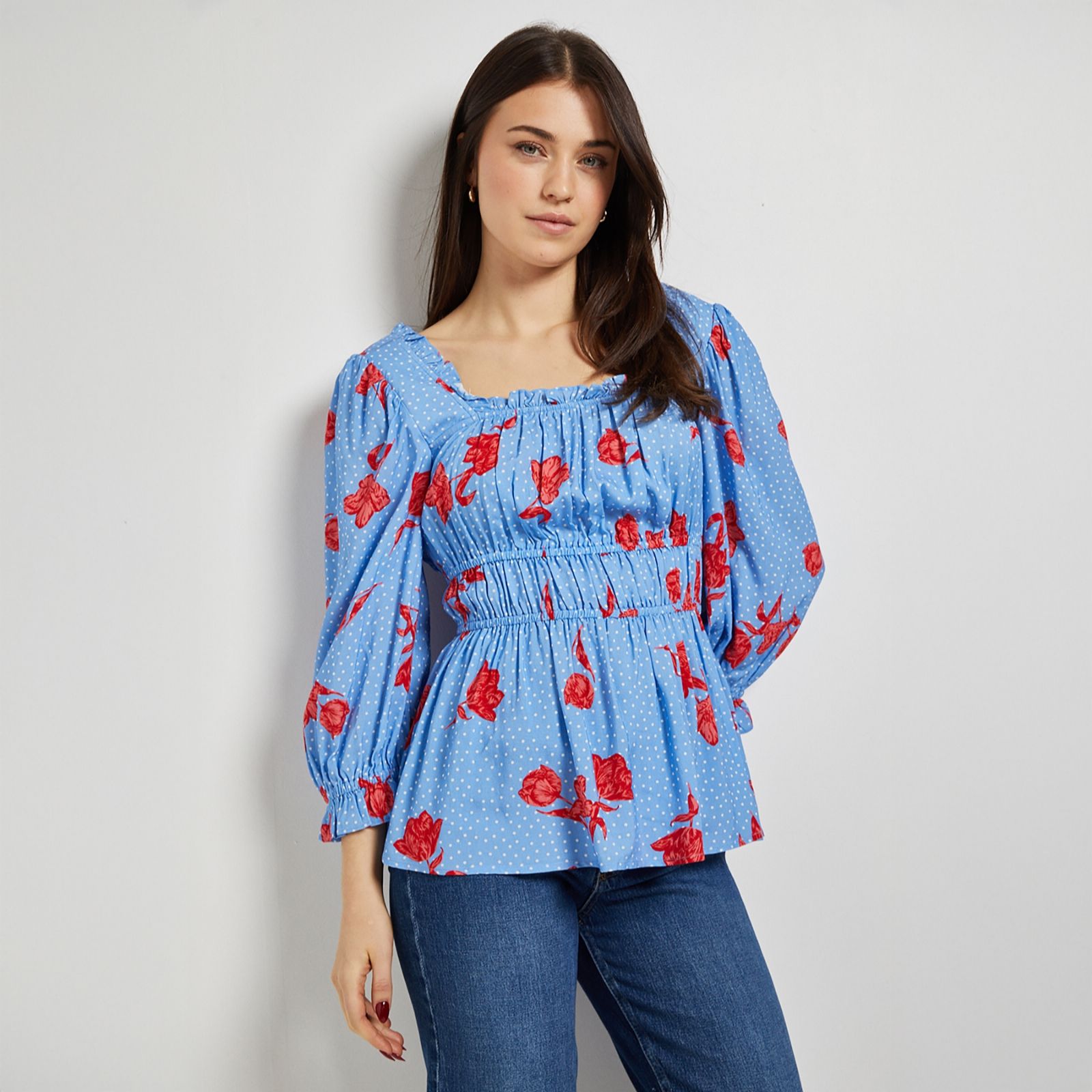 Dorothy Perkins Square Neck Blouson Sleeve Top