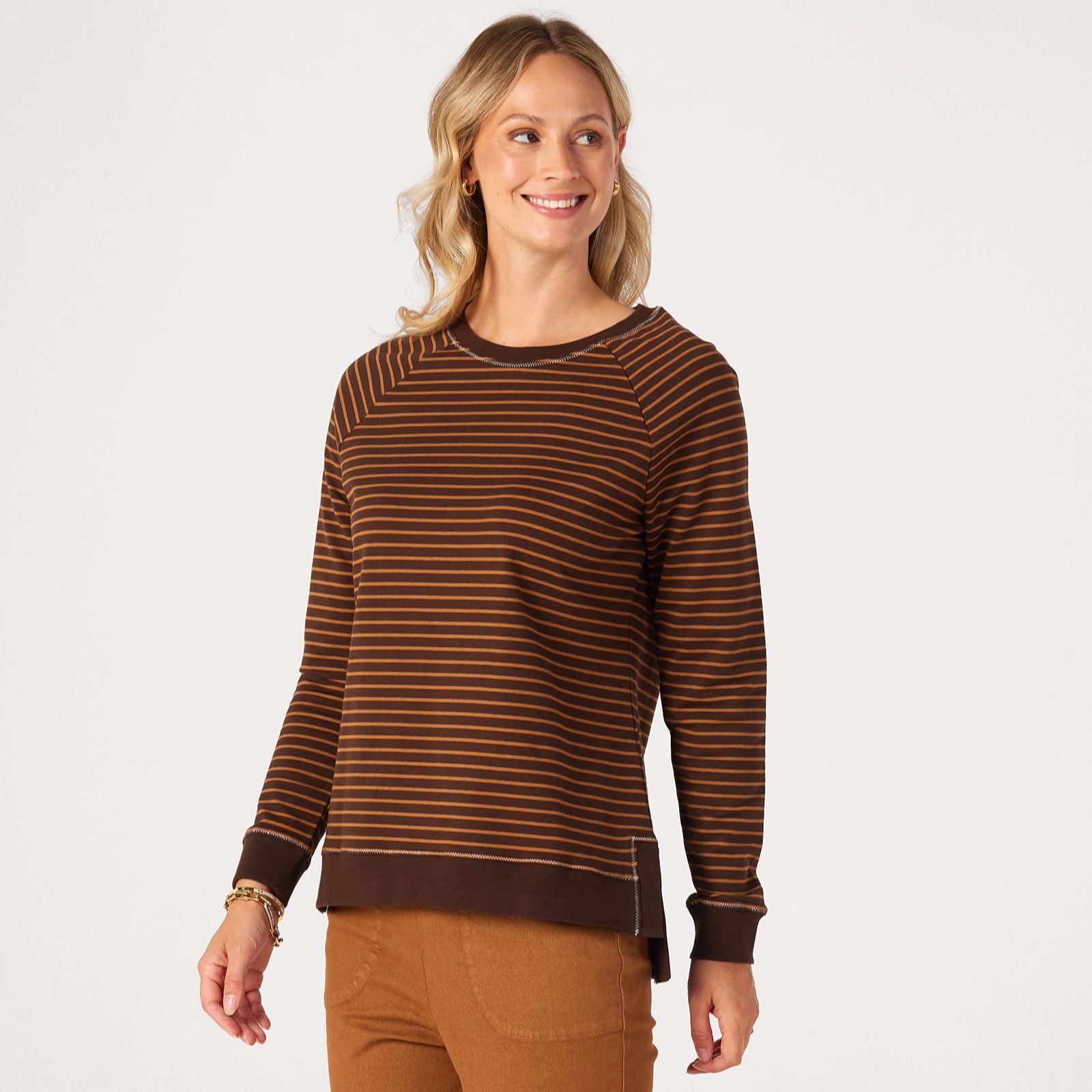 Denim & Co French Terry Long Sleeve Top