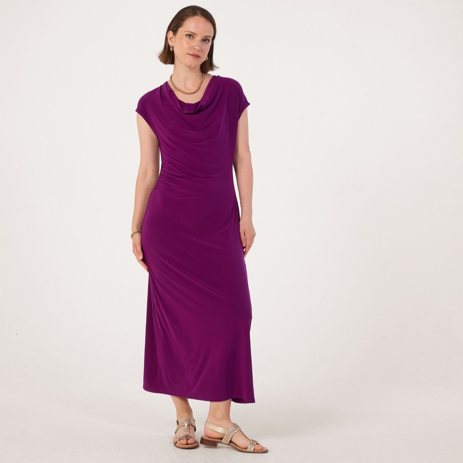 Kim & Co Deluxe Brazil Jersey Drape Neckline Maxi Dress