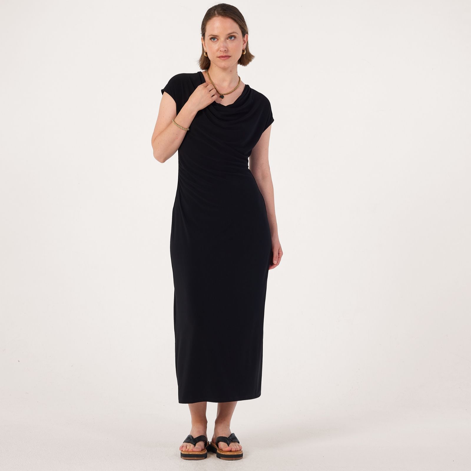 Kim & Co Deluxe Brazil Jersey Drape Neckline Maxi Dress