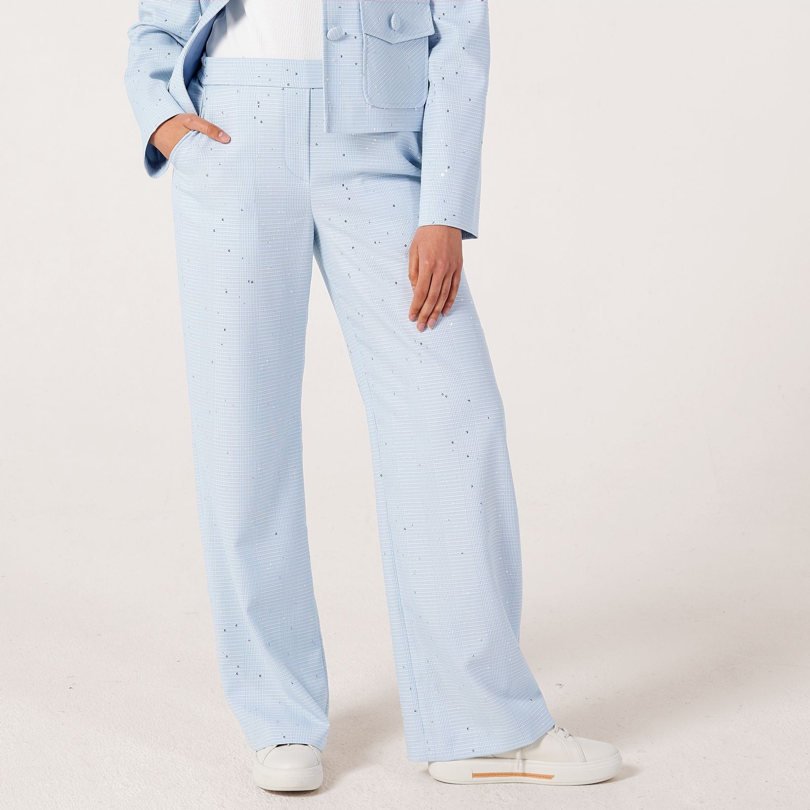 Helene Berman Pastel Check Smart Trouser with Elasticated Waistband