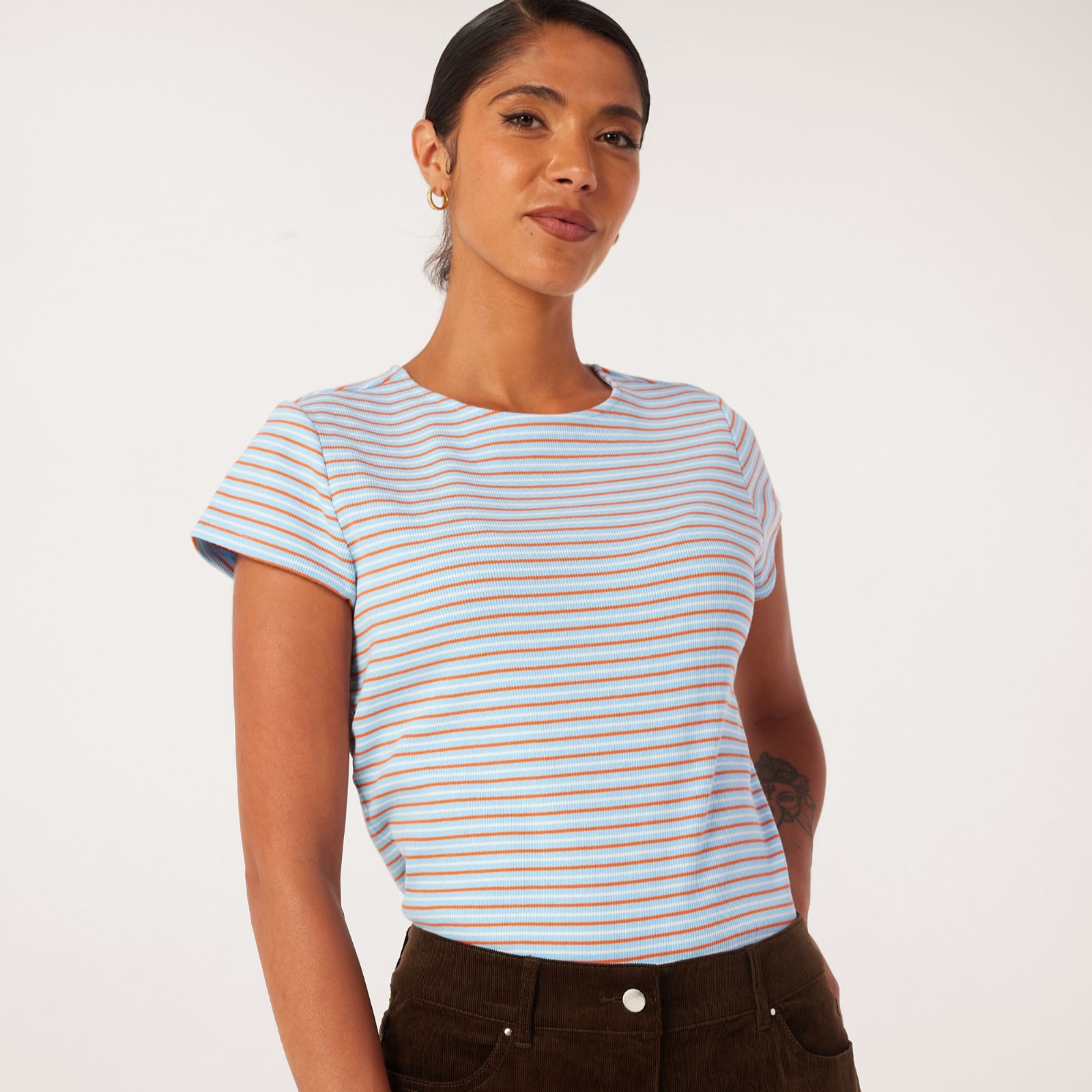 Ben De Lisi Cap Sleeve Rib Tee
