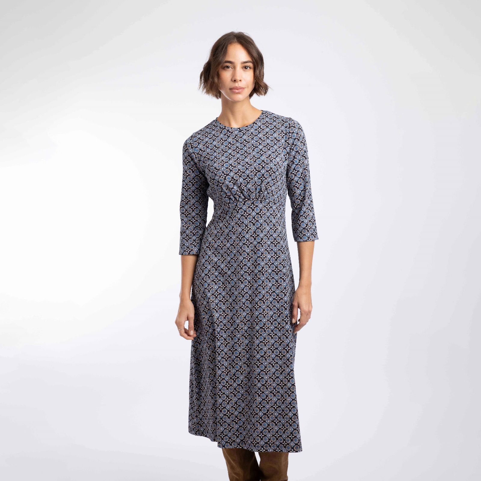 Weird Fish Felicity Cotton Printed Jersey Midi Dress