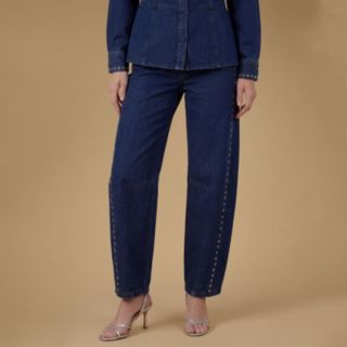 Oasis Stud Barrel Leg Denim Jeans