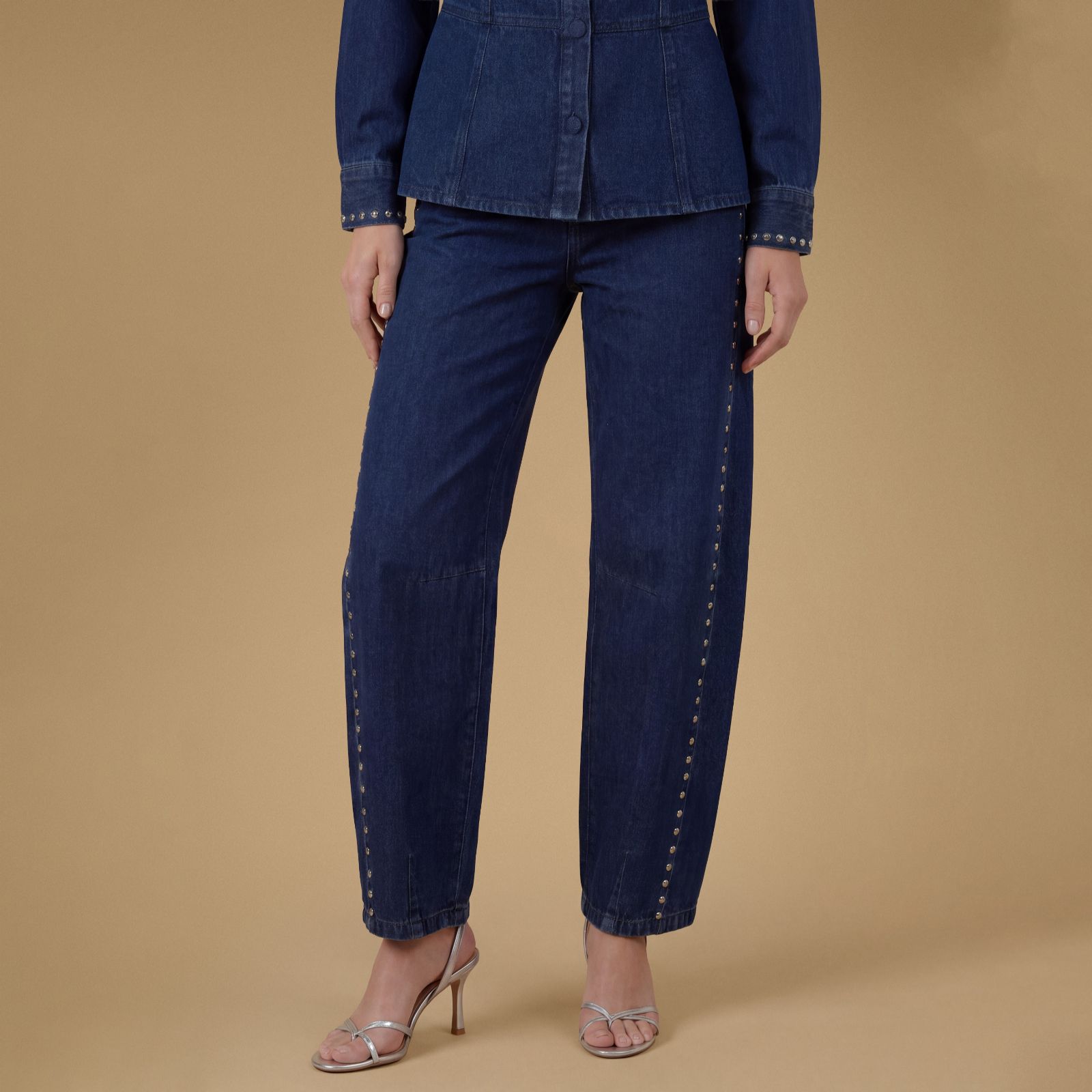 Oasis Stud Barrell Leg Denim Jeans