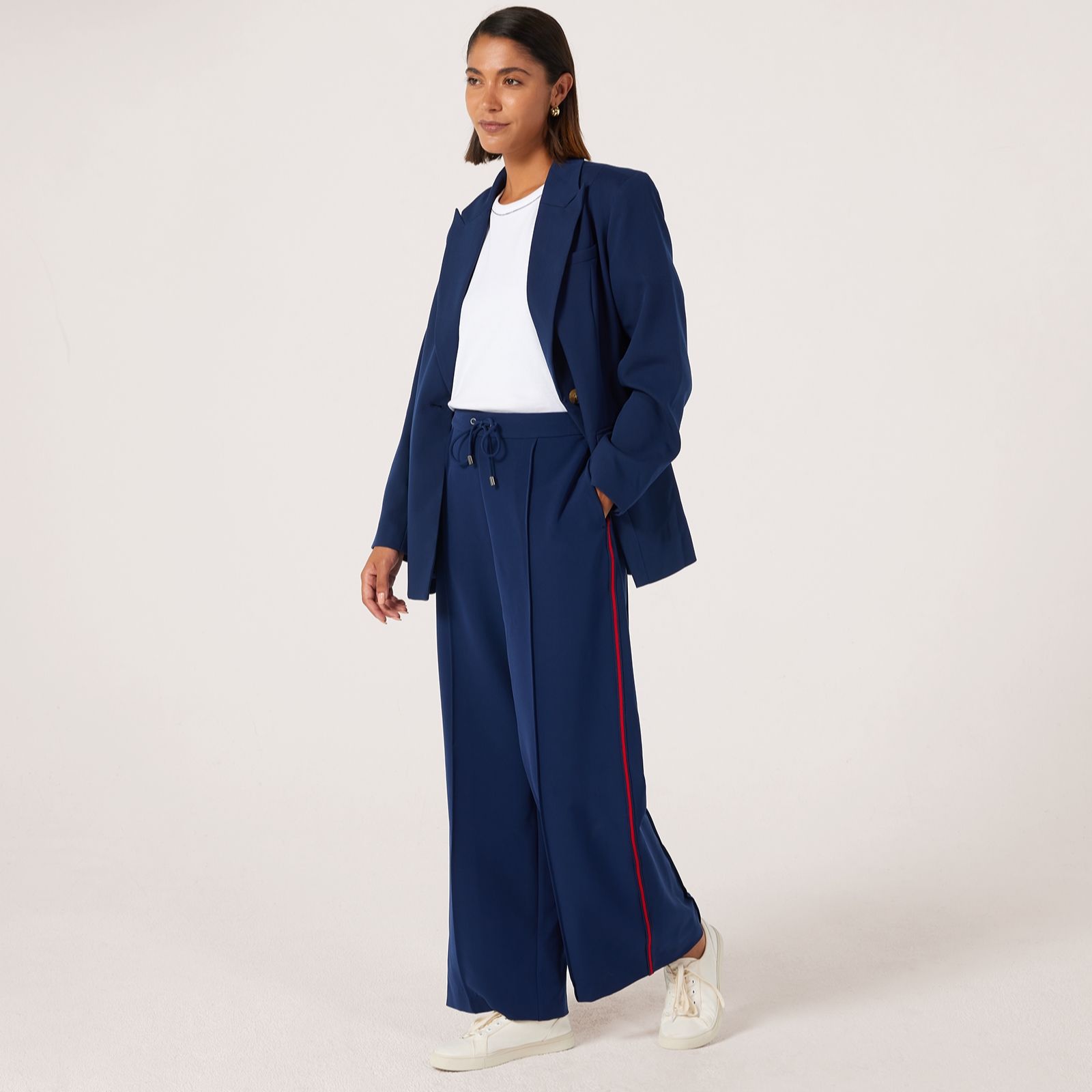 Ben de Lisi Wide Leg Trouser with Side Stripe Petite