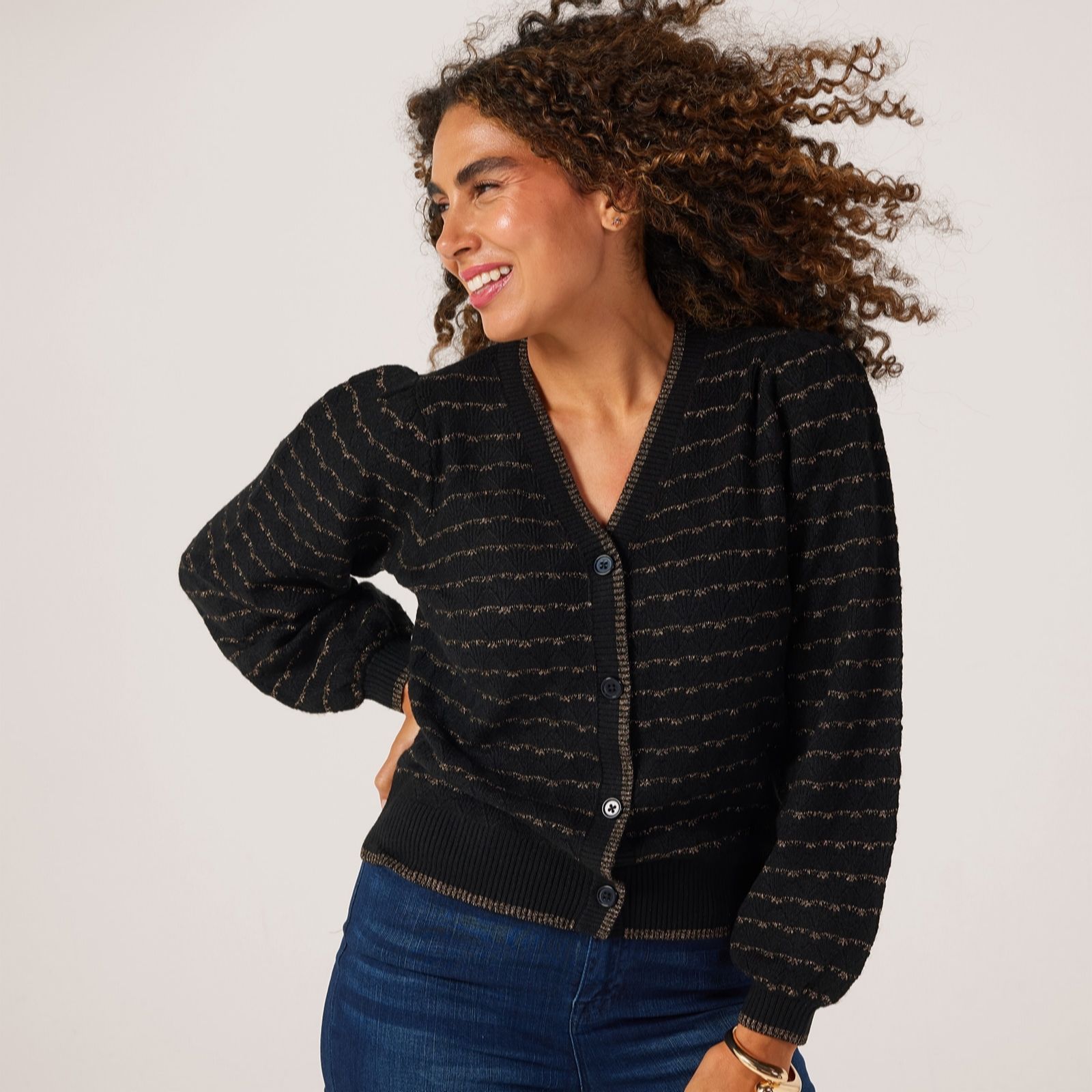 Dannii Minogue Metallic Stripe Cardigan Standard