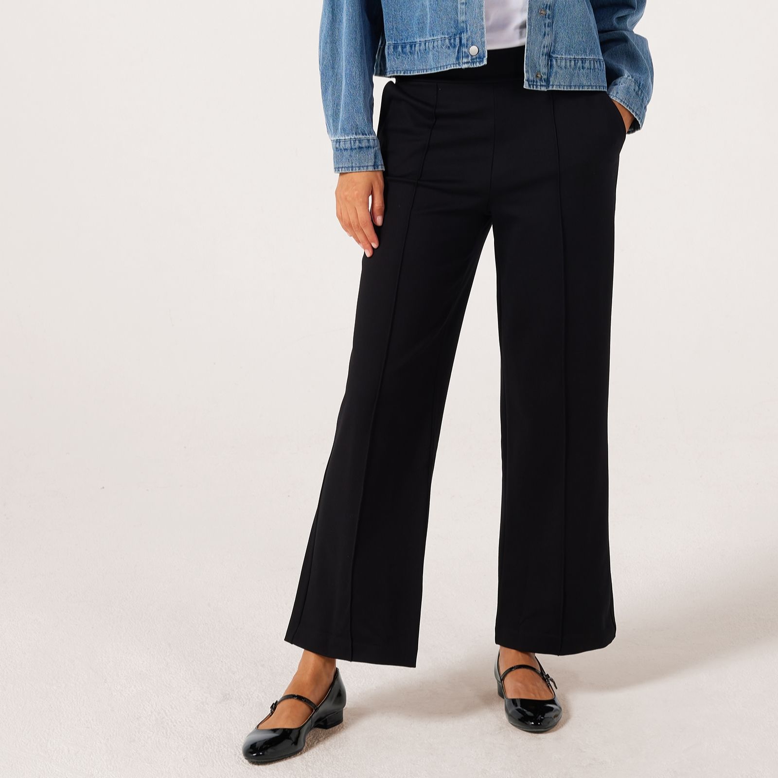 Kim & Co Strech Ponte Jane Straight Leg Pintuck Petite Trousers