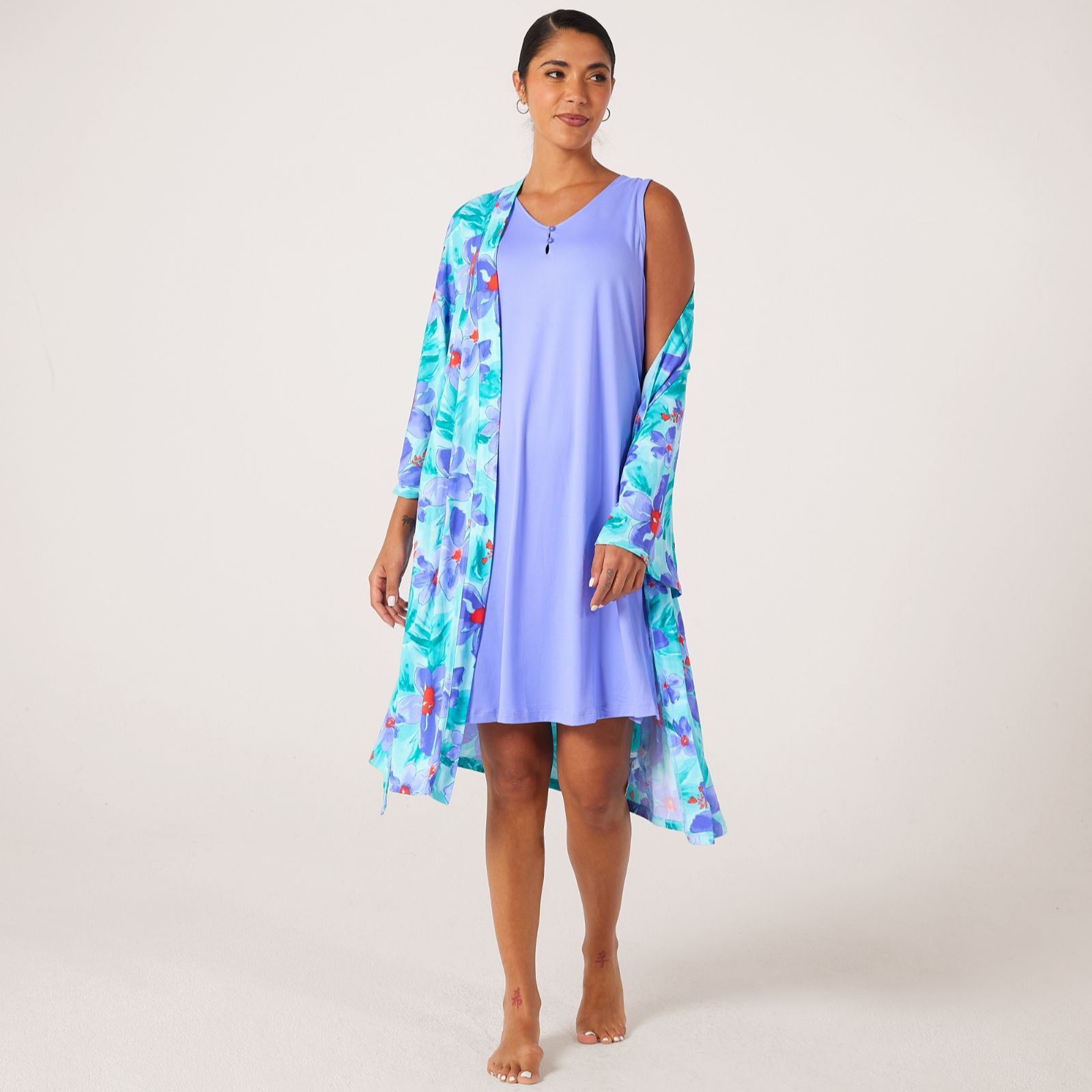 Carole Hochman Henley Gown and Flutter Robe Travel Set