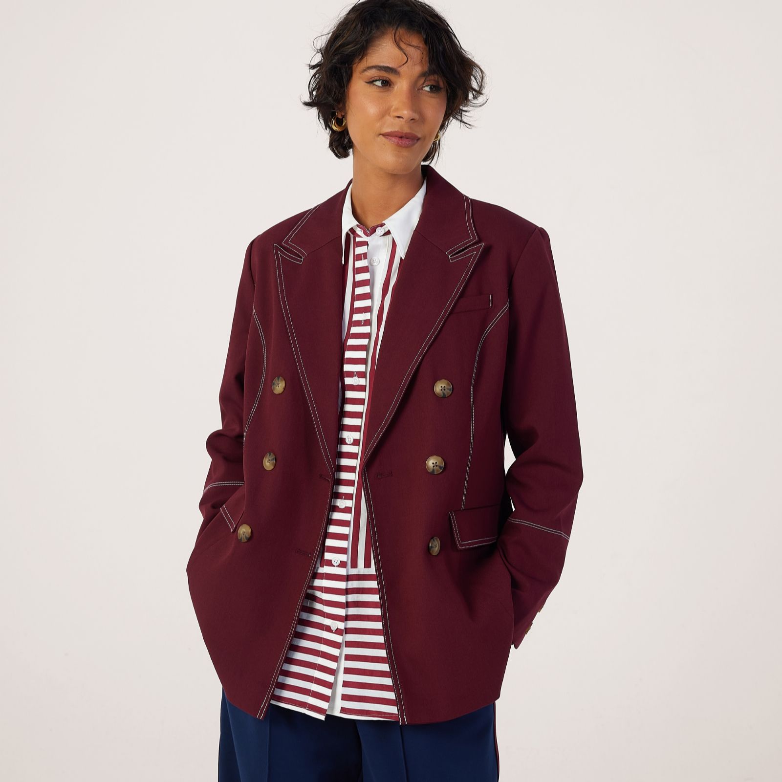 Ben De Lisi Topstitch Double Breasted Blazer