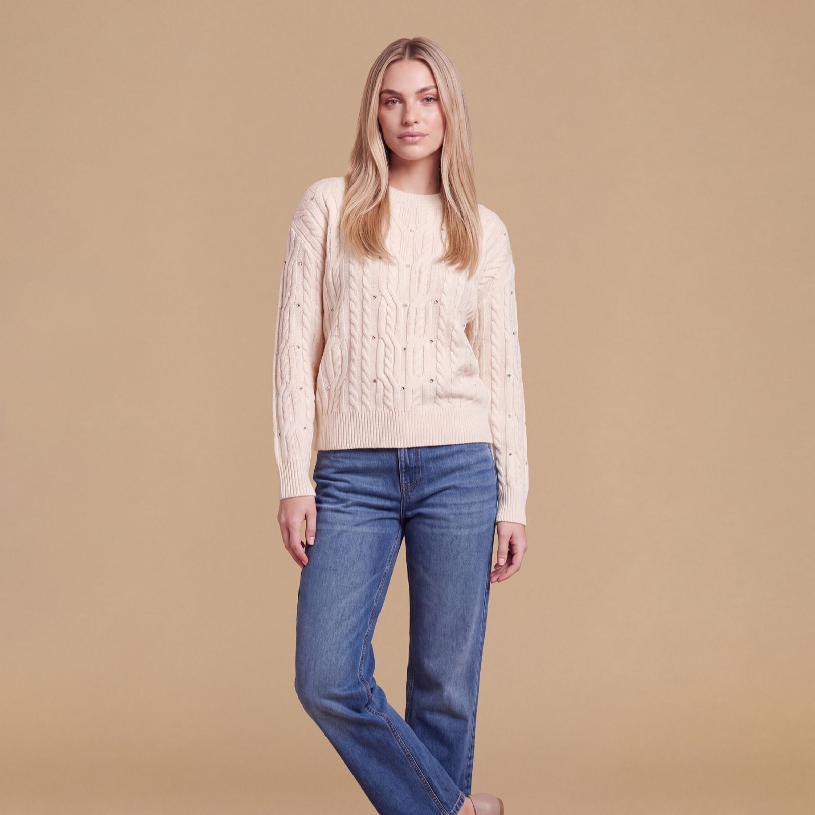 Dorothy Perkins Crystal Embellished Cable Knit Jumper