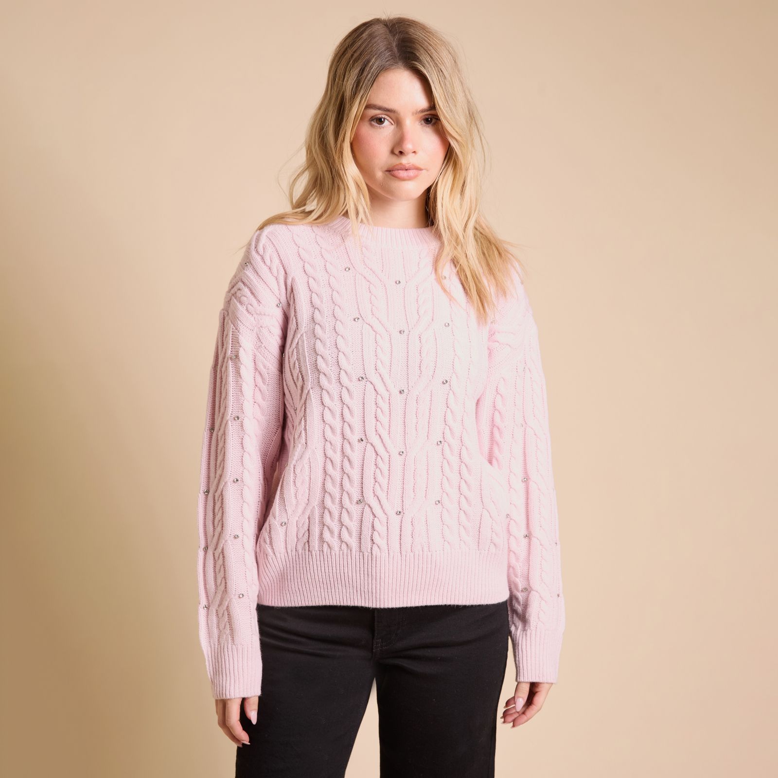 Dorothy Perkins Crystal Embellished Cable Knit Jumper