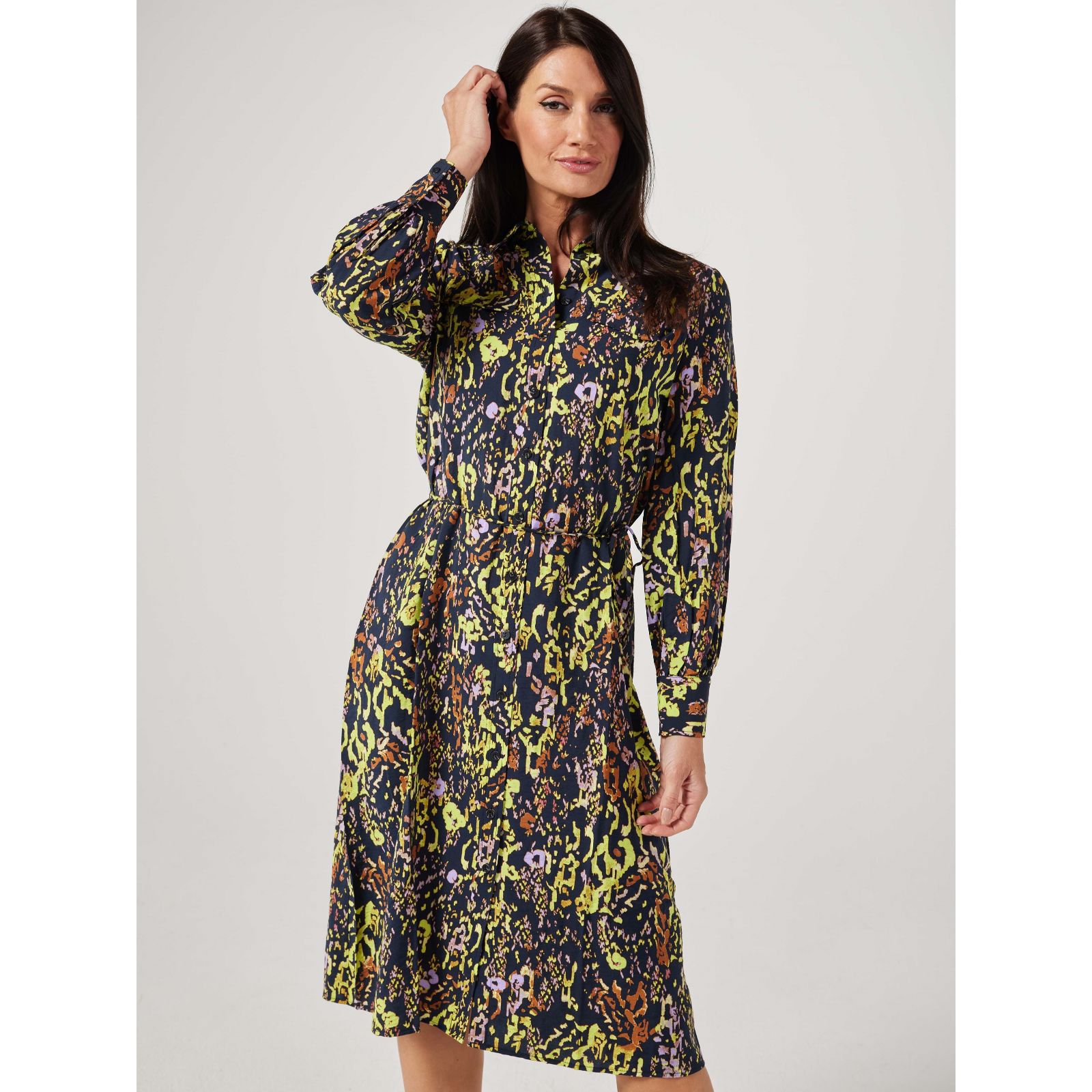 ICHI Azino Printed Dress - QVC UK