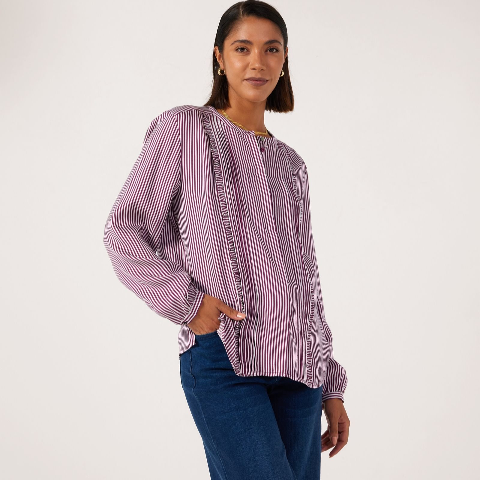 Ben de Lisi Pleat Ruffle Detail Blouse