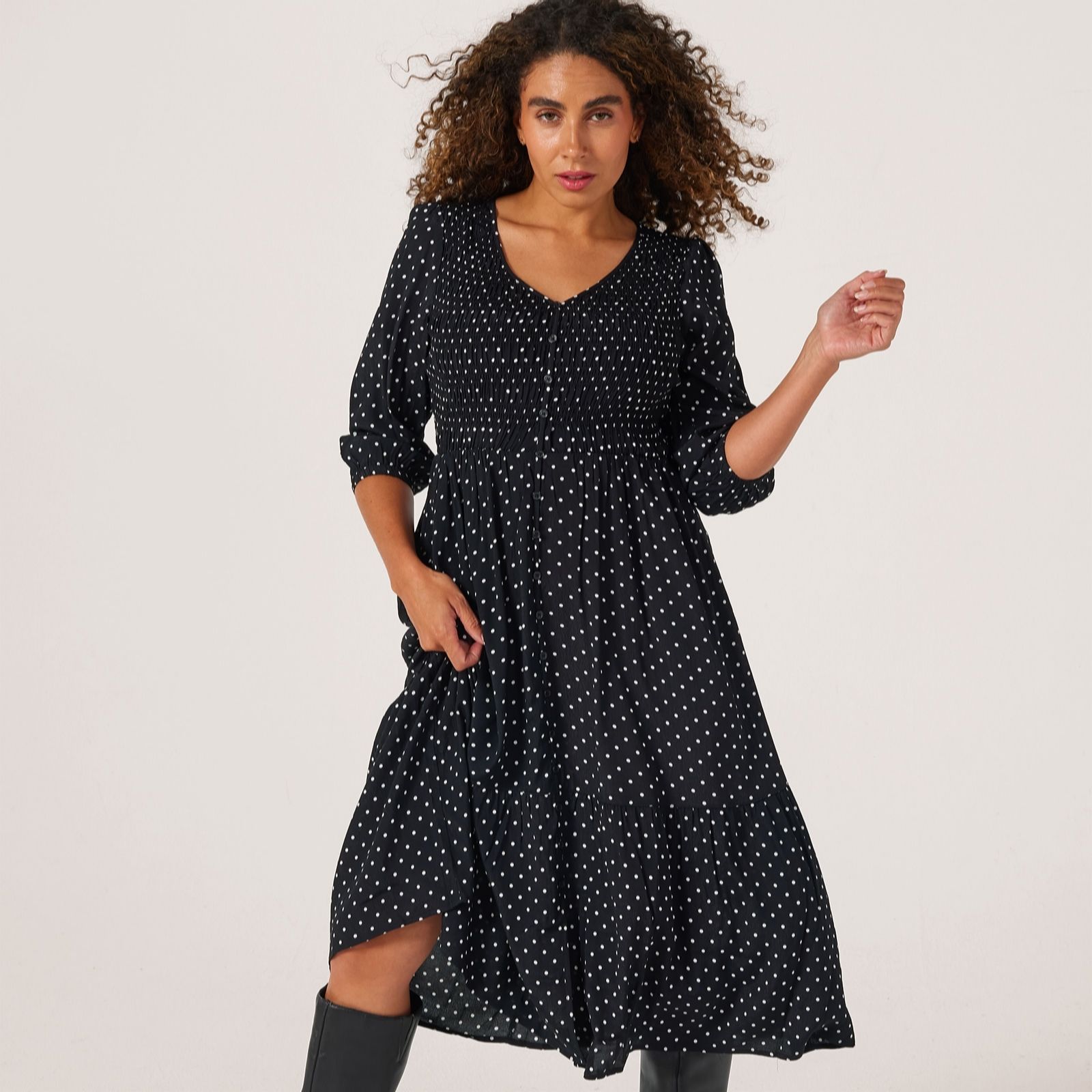 Dannii Minogue Printed Shirred Dress Petite