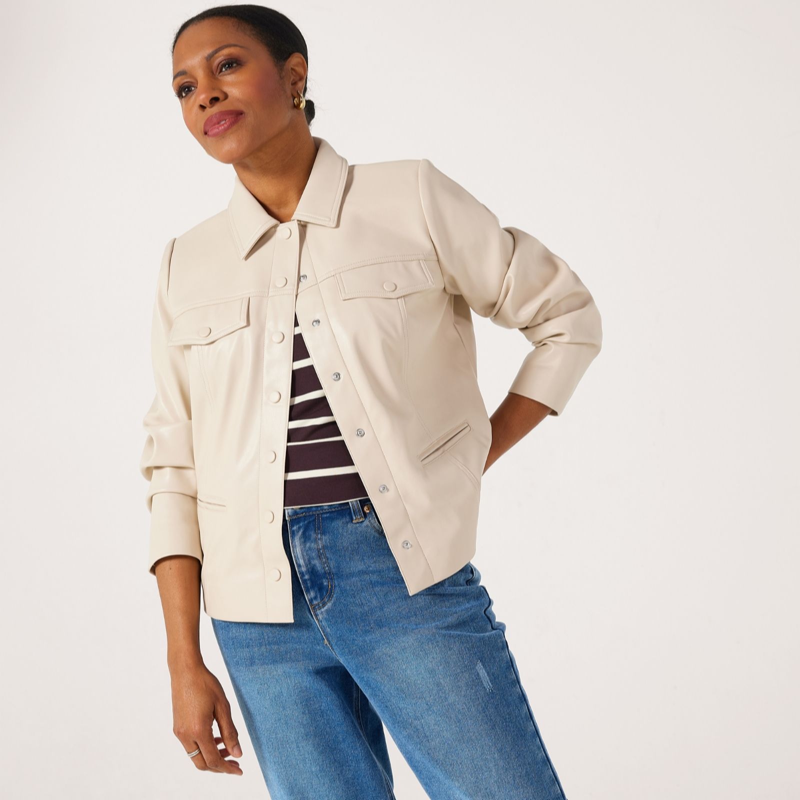 Ruth Langsford Faux Leather Button Front Jacket