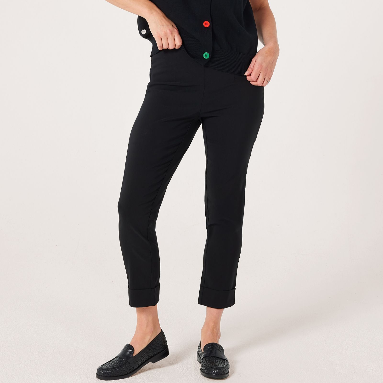 Malissa J Blind Slim Pull-On Trousers With Cuff Panel