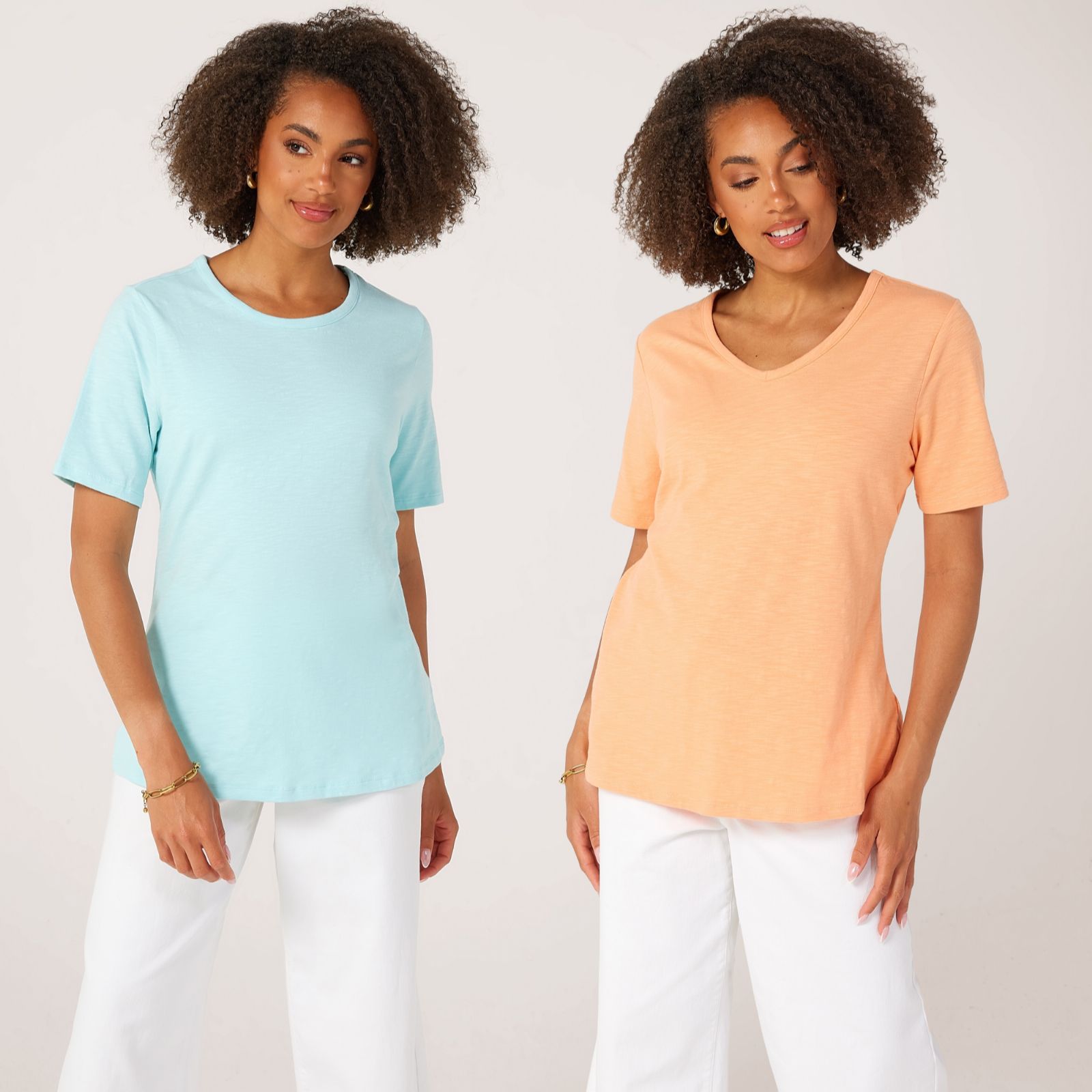 Denim & Co. Essentials 2 Pack Textured Knit T-Shirts