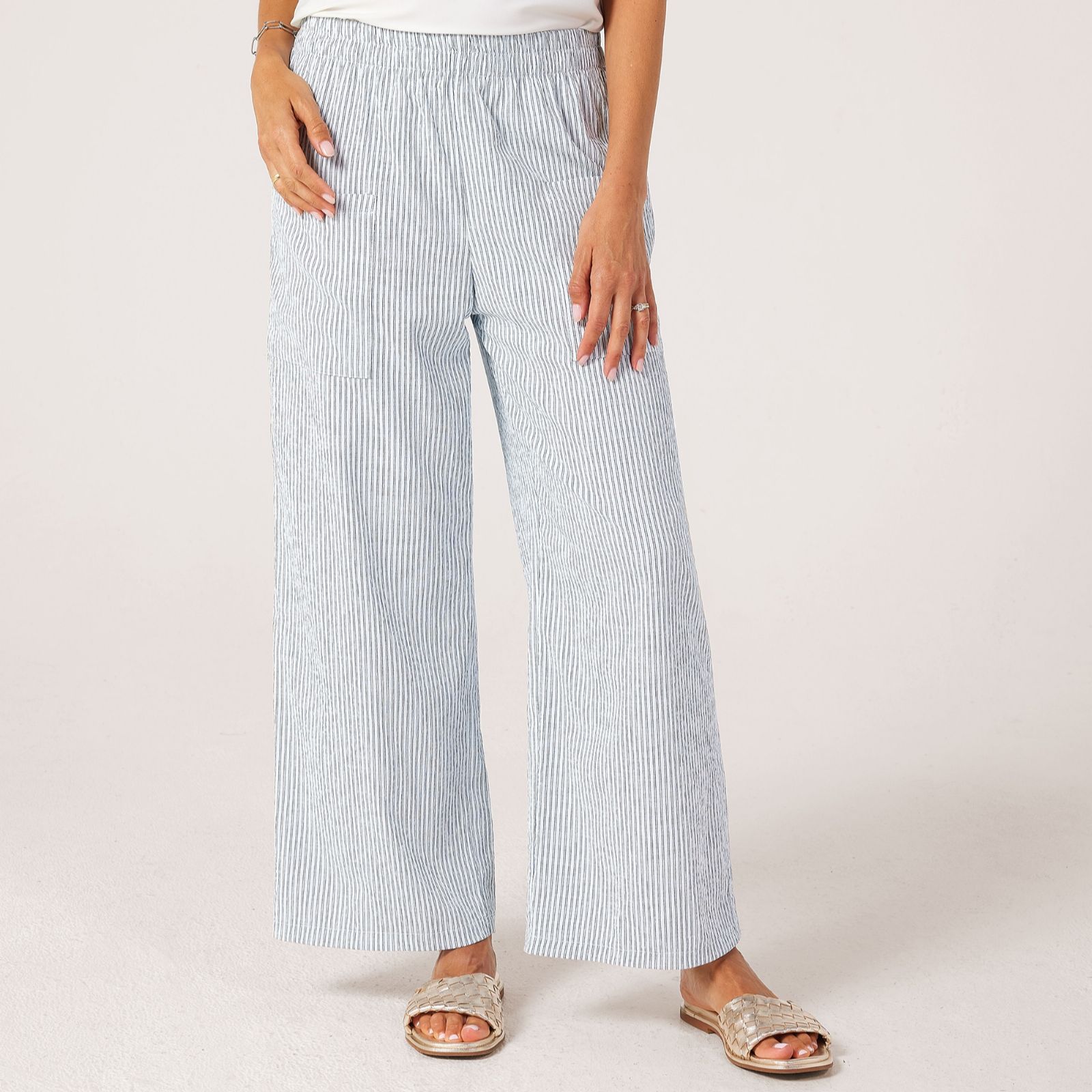 Kim & Co Seersucker Ankle Length Yassi Relaxed Standard Trousers