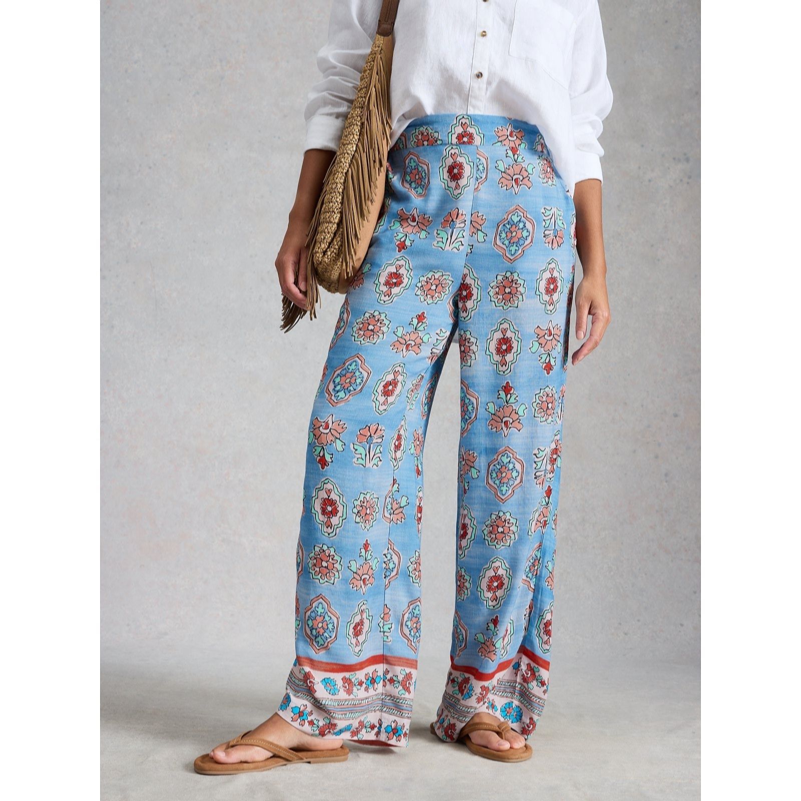 White Stuff Ally Printed Wide Leg Trousers