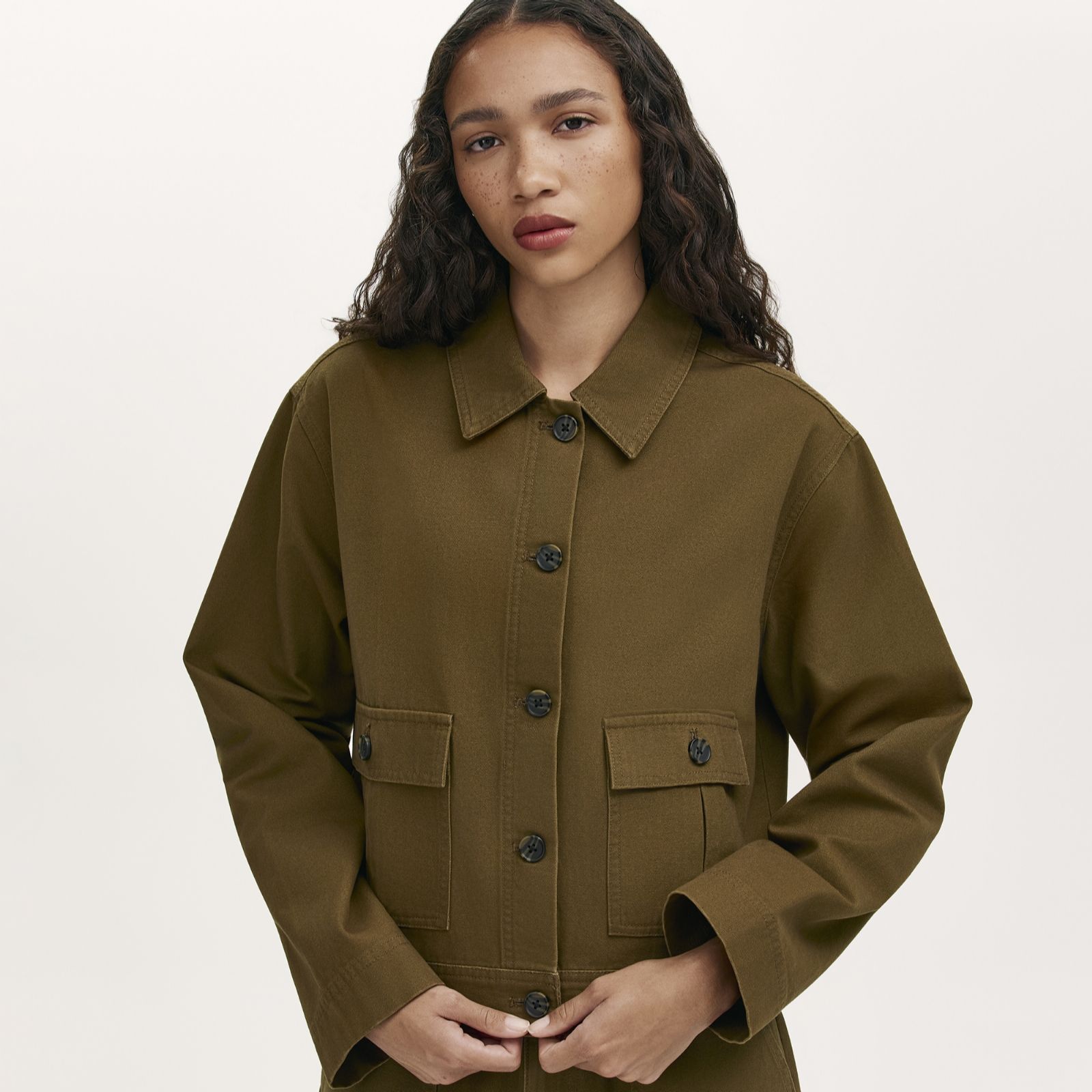 Finery Kelsie Cotton Canvas Button Up Jacket