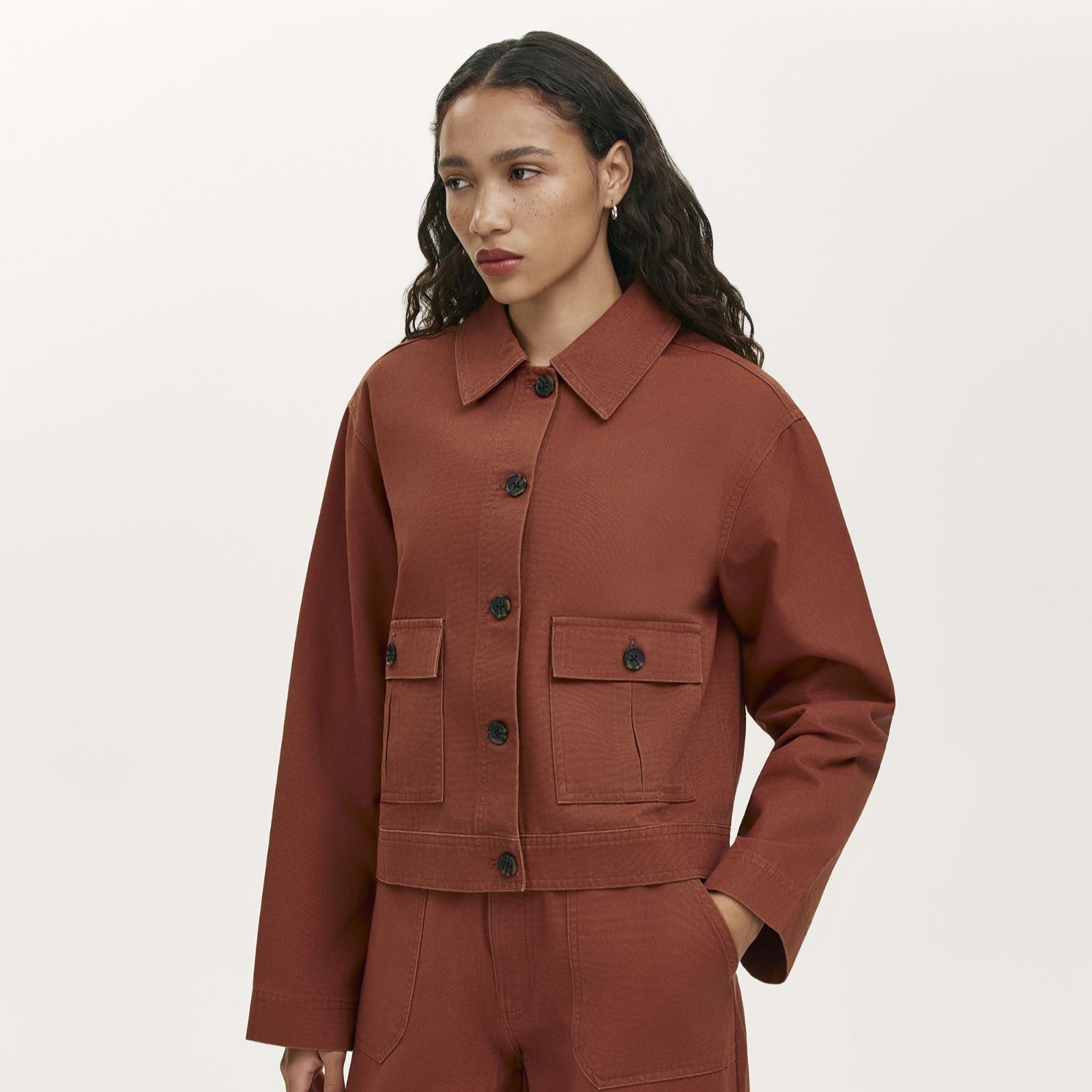 Finery Kelsie Cotton Canvas Button Up Jacket