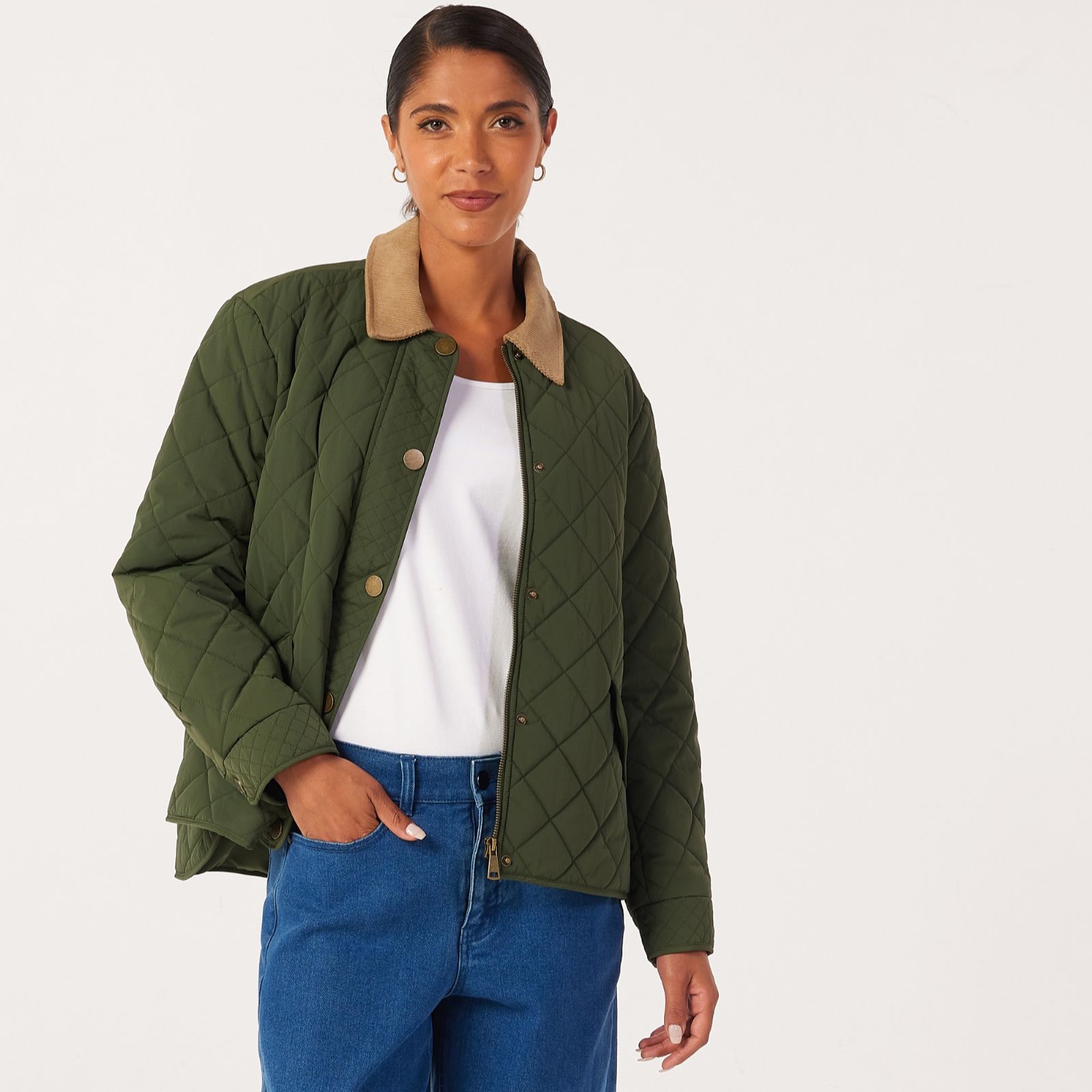 Ben de Lisi Short Quilted Coat with Contrast Collar