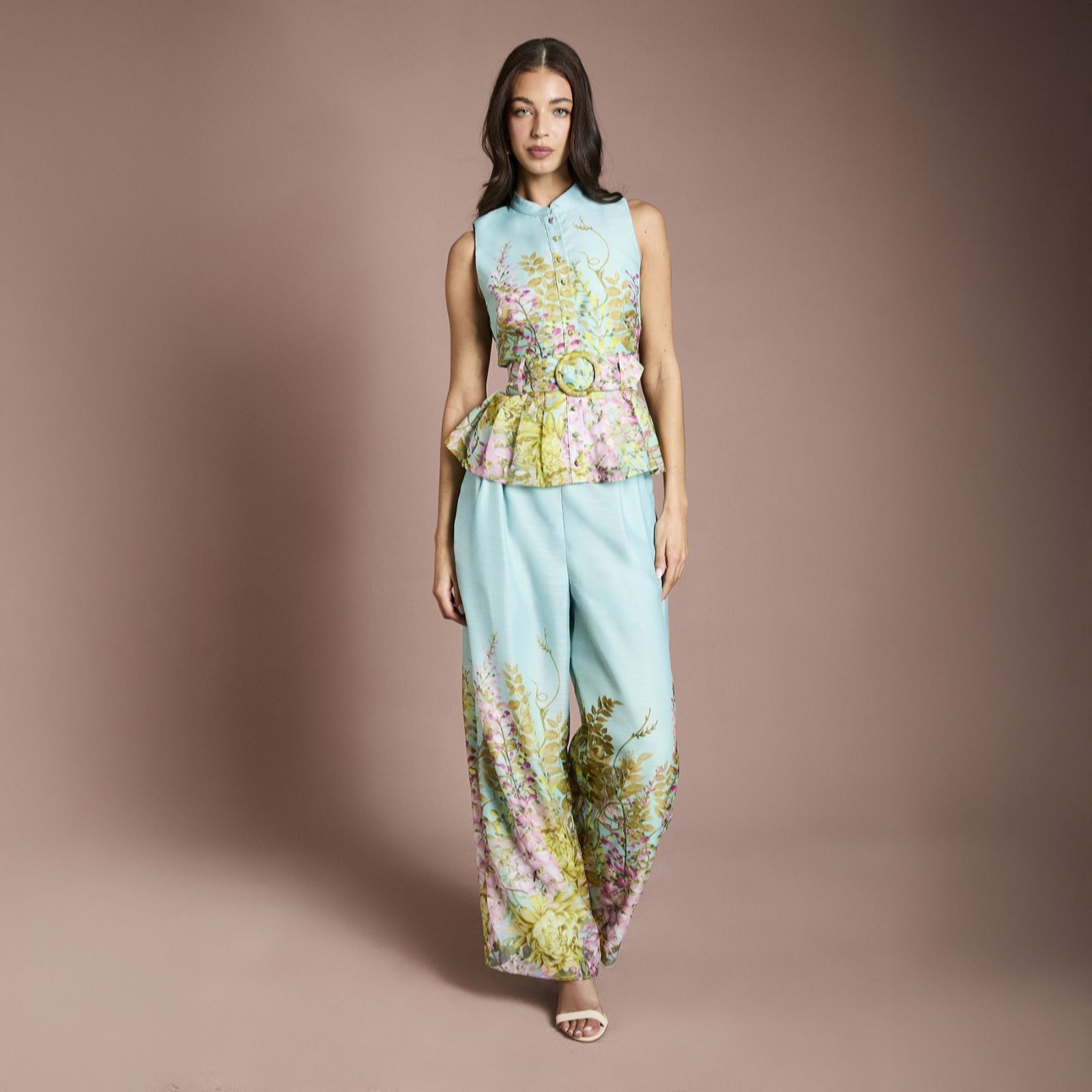 Coast Floral Placement Print Wide Leg Trouser Standard
