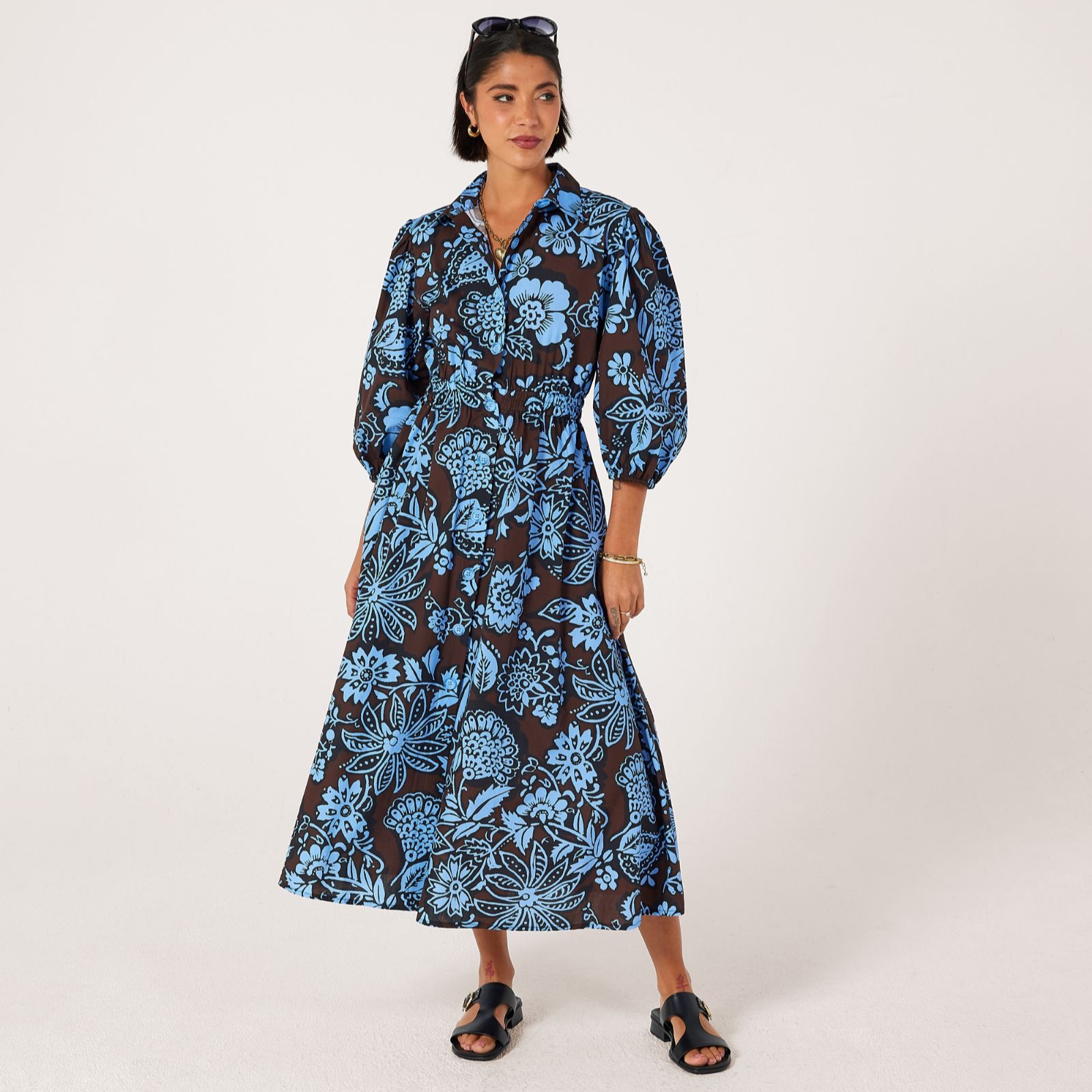 Helene Berman 100% Cotton Printed Maxi Dress