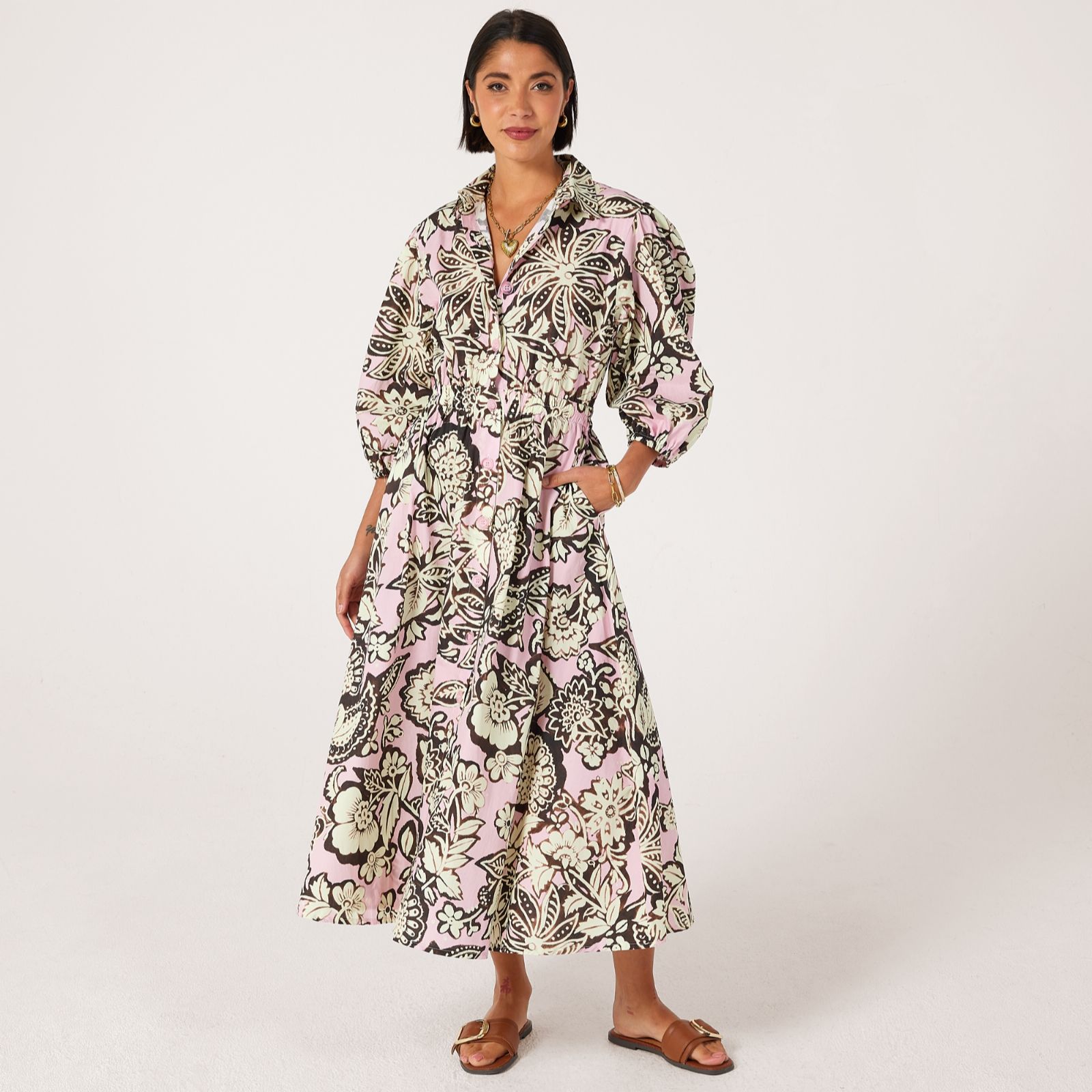 Helene Berman 100% Cotton Printed Maxi Dress
