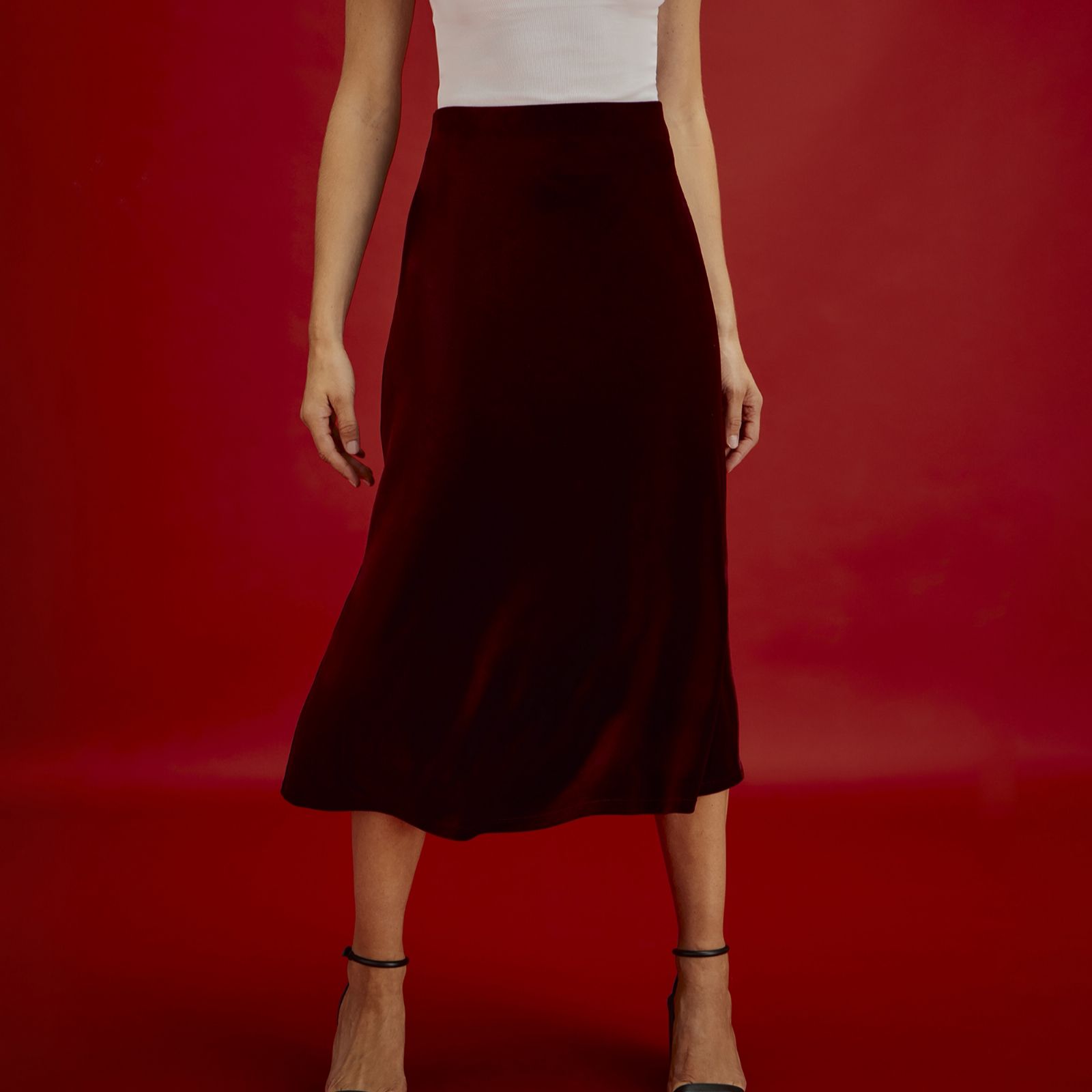 Finery London Bailey Velvet Maxi Skirt with Stretch Waistband