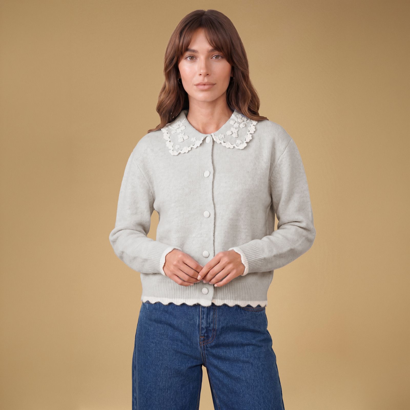 Oasis Embroidered Collar Cardigan