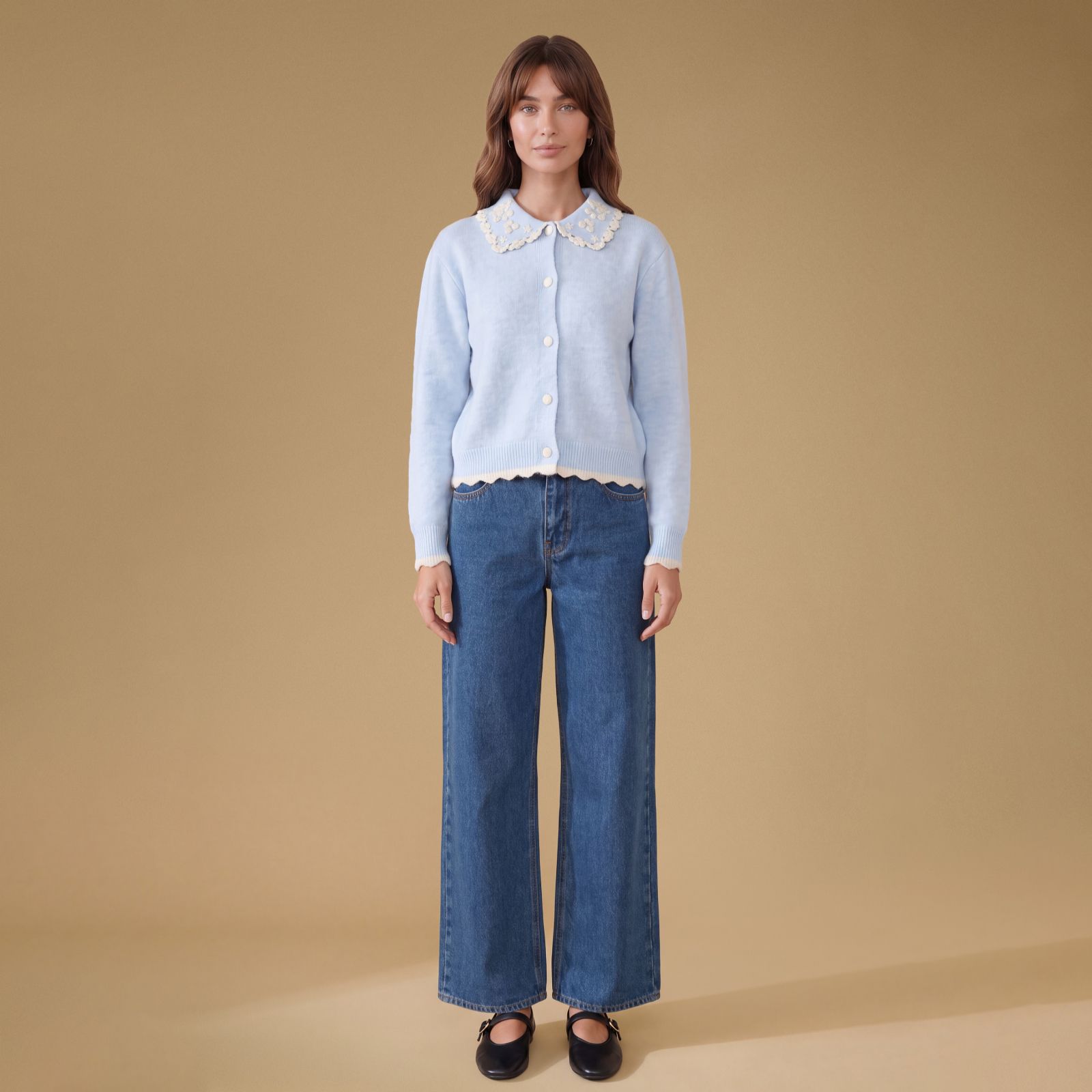 Oasis Embroidered Collar Cardigan