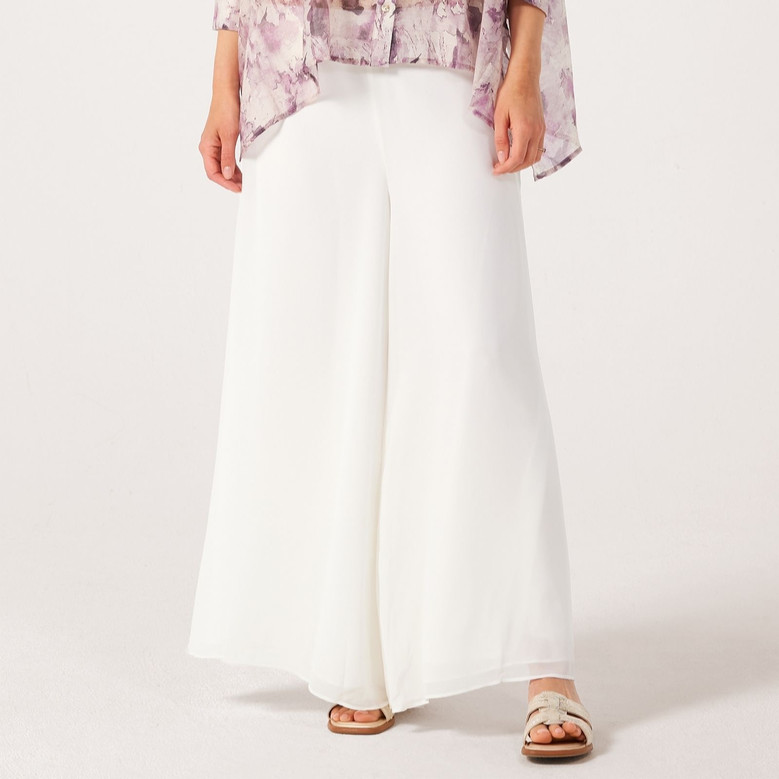 MarlaWynne Collection Chiffon Double Layer Palazzo Standard Trousers