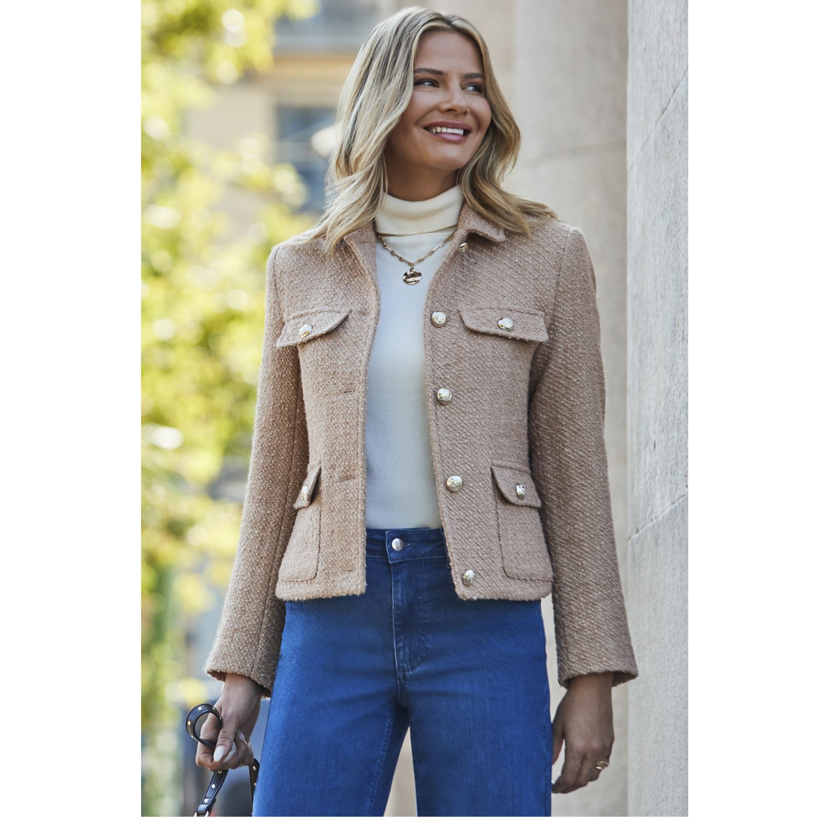 Sosandar Boucle Collared Jacket