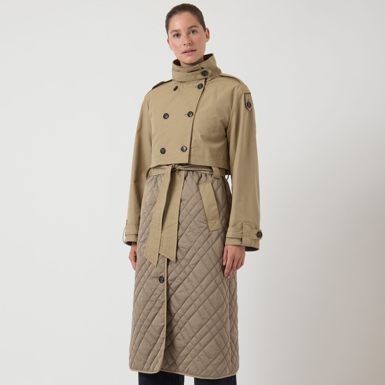 YAS Prixo Three-in-One Quilted Trench Coat