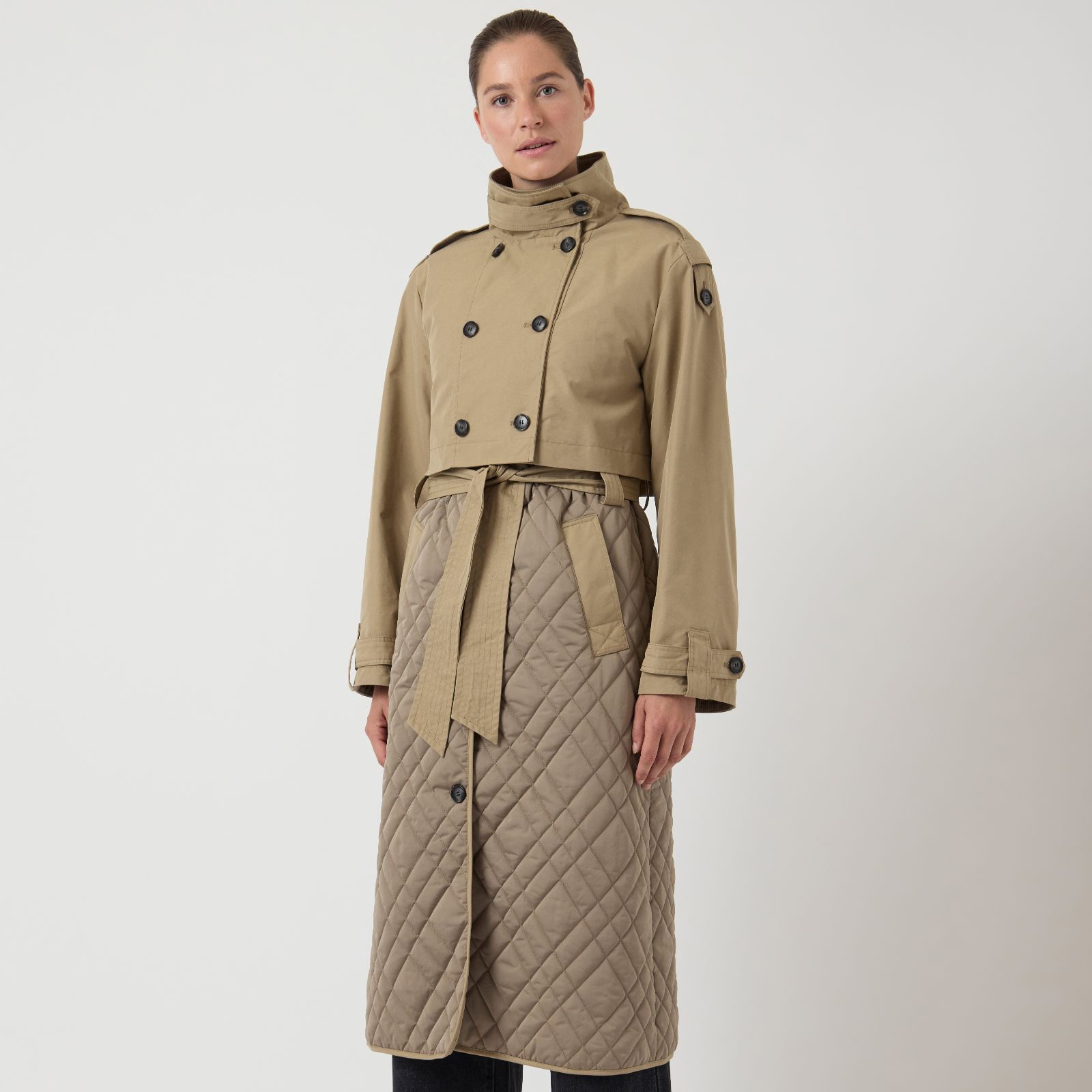 YAS Prixo Three-in-One Quilted Trench Coat