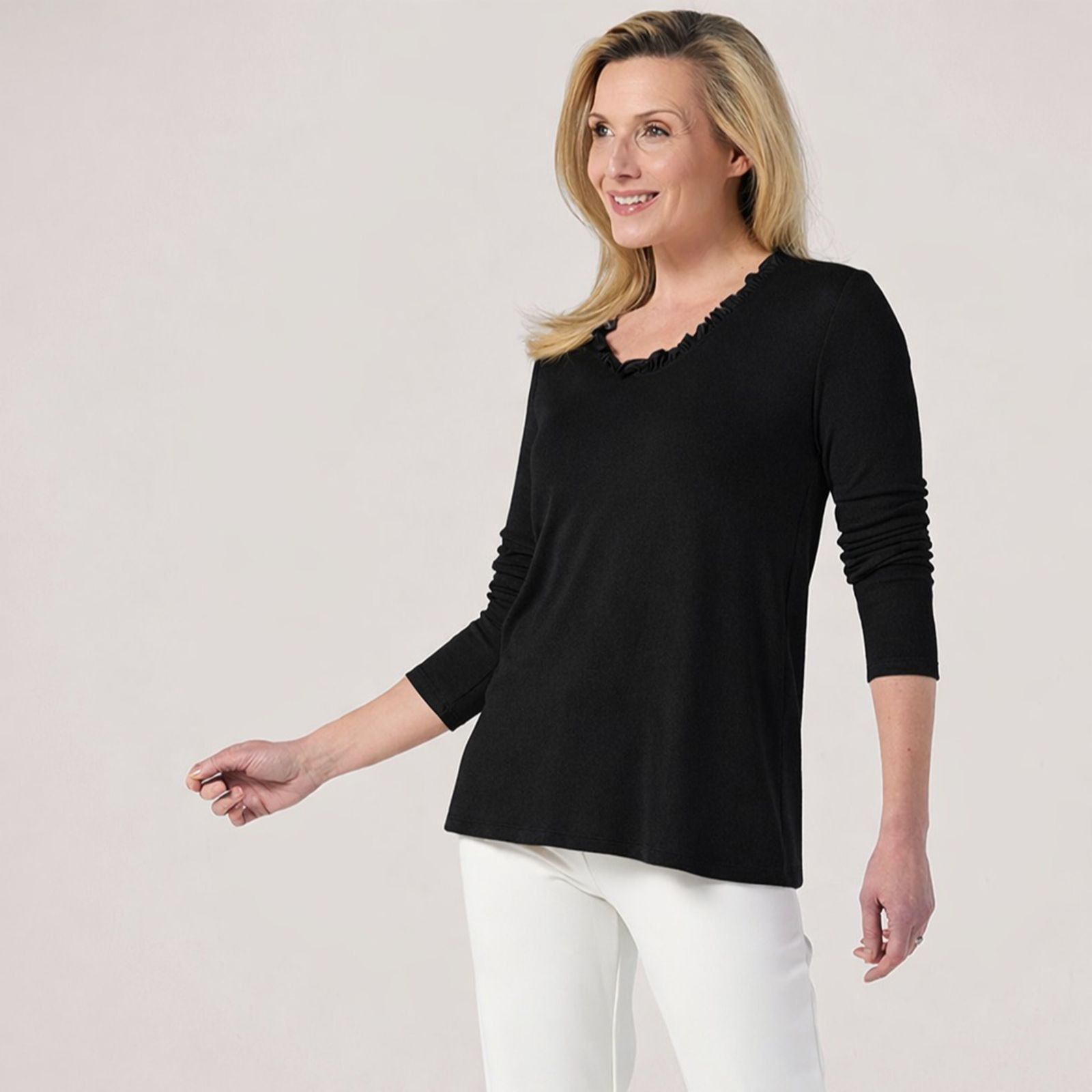 Kim & Co Fine Sweater Knit Sweet V-Neckline Top