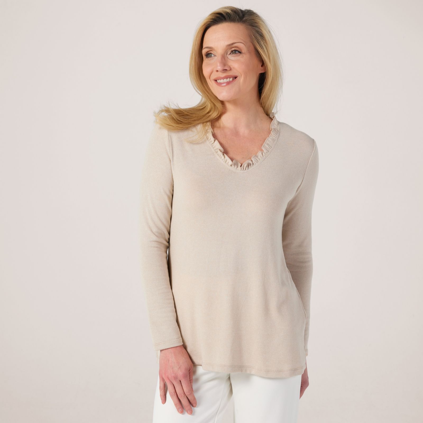 Kim & Co Fine Sweater Knit Sweet V-Neckline Top